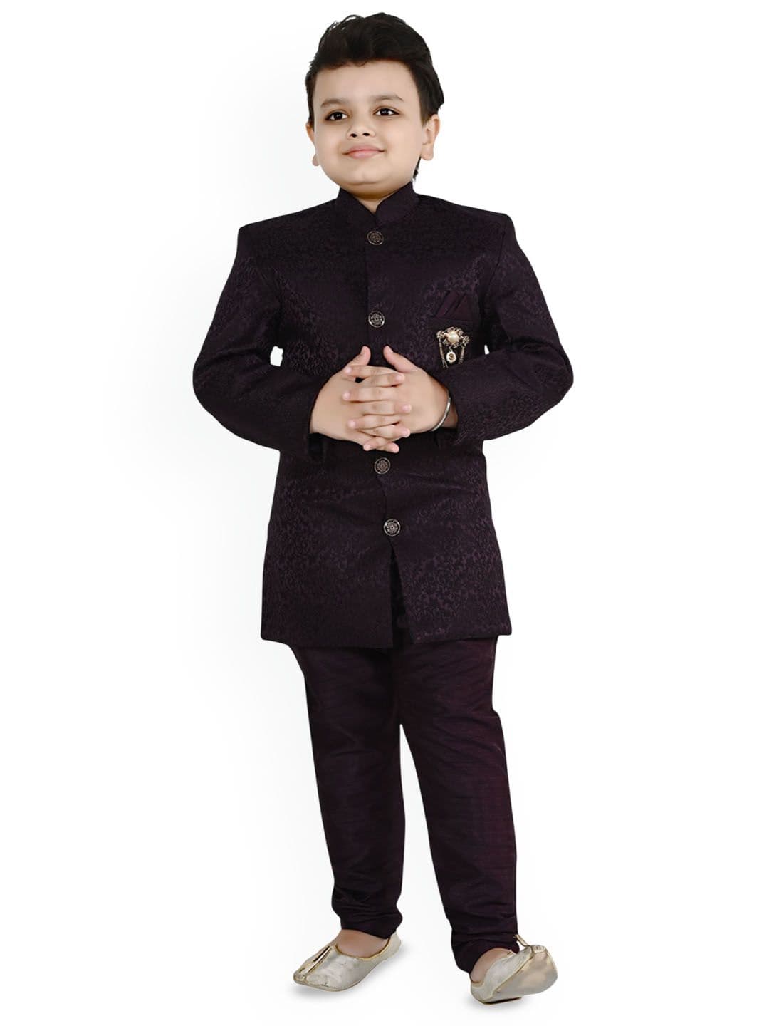 BAESD Boys Woven Design Indo Western Sherwani Set - view 1