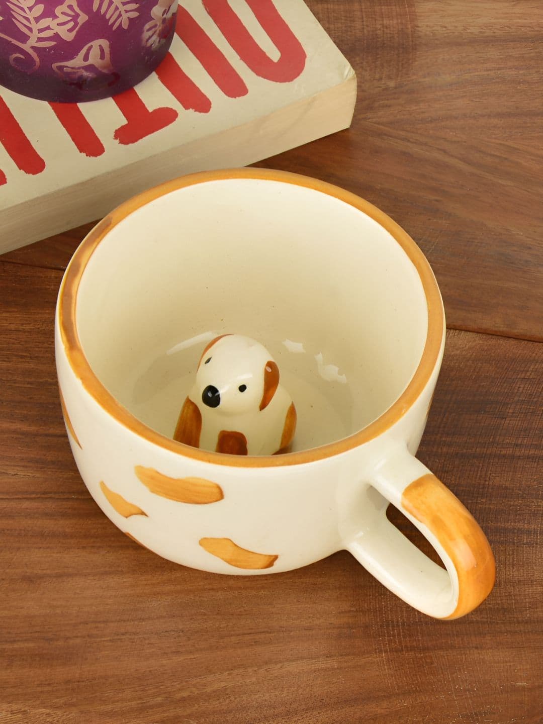 StyleMyWay Warm Hearts Cream Conversational Ceramic Microwave Safe Mug-150ml - view 1