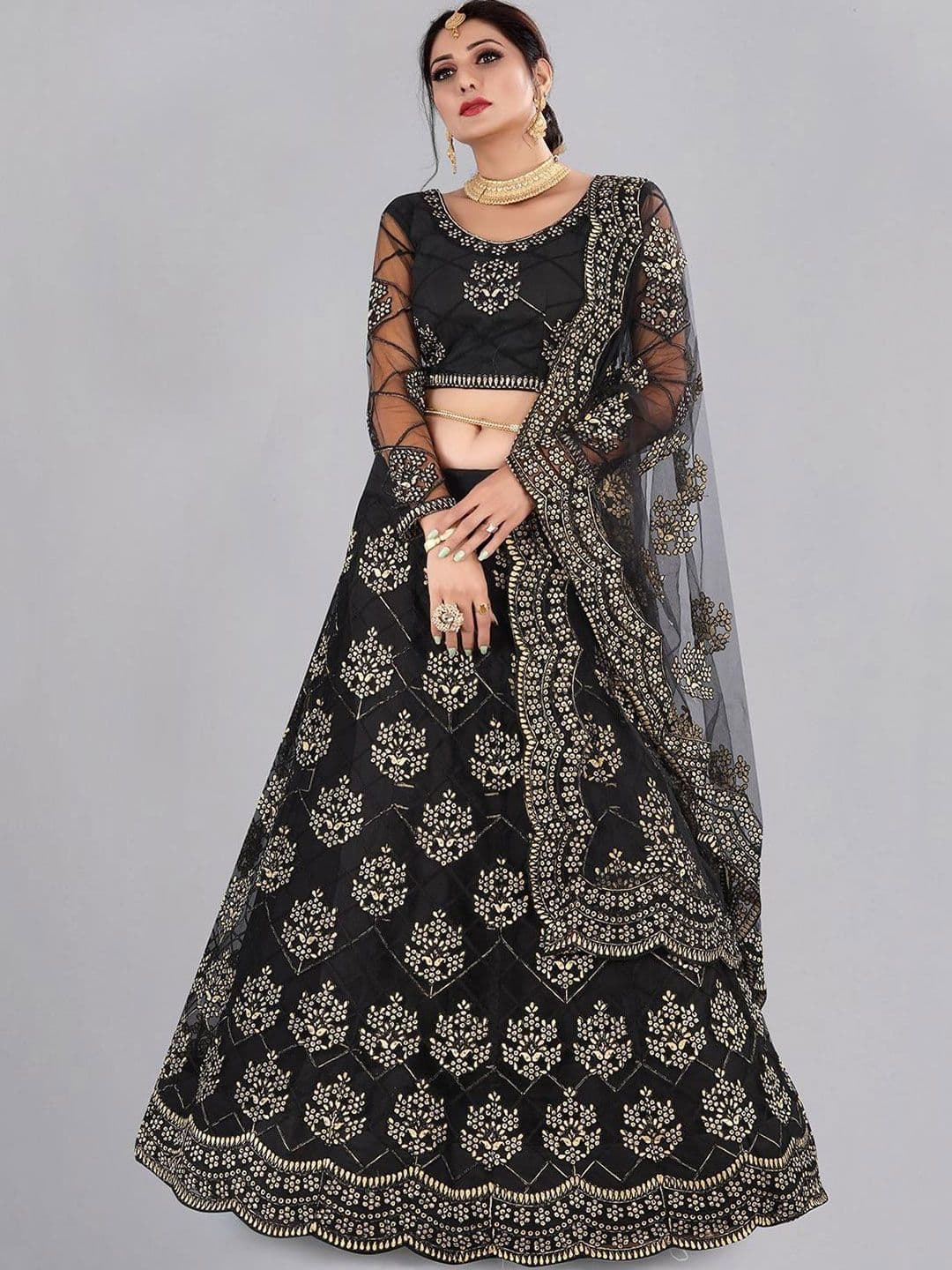 ZAALIMA FASHION Embroidered Semi-Stitched Lehenga & Blouse With Dupatta - view 1