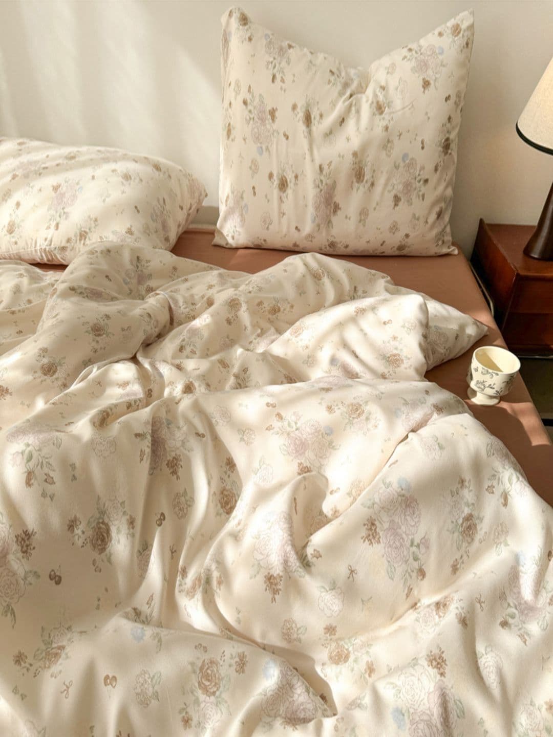 JC HOME Orange & Green Floral Polycotton 3 Piece Single Regular Bedding Set - view 1