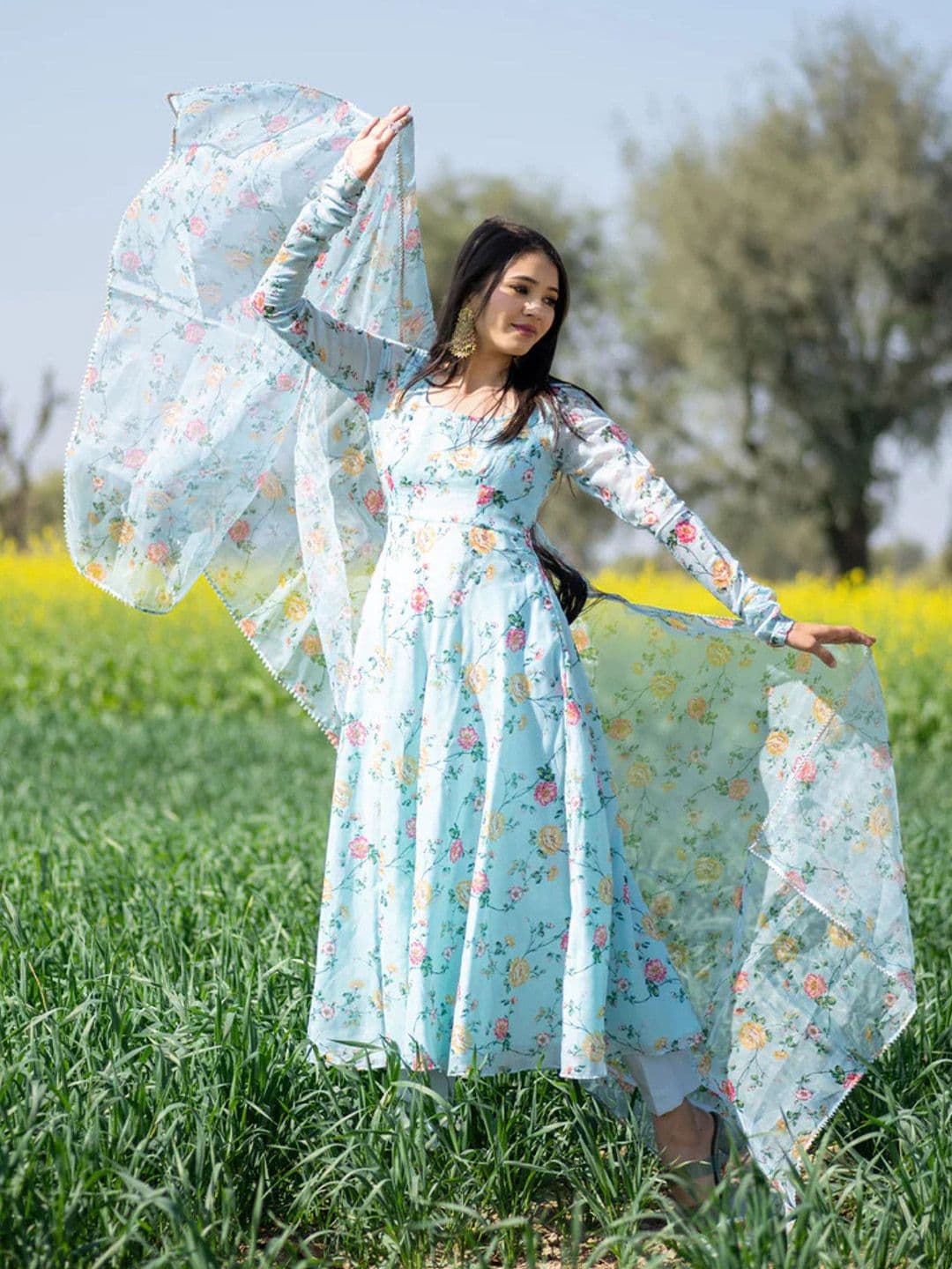 Raiyani Enterprise Women Floral Printed Regular Kurta with Churidar & Dupatta - view 1