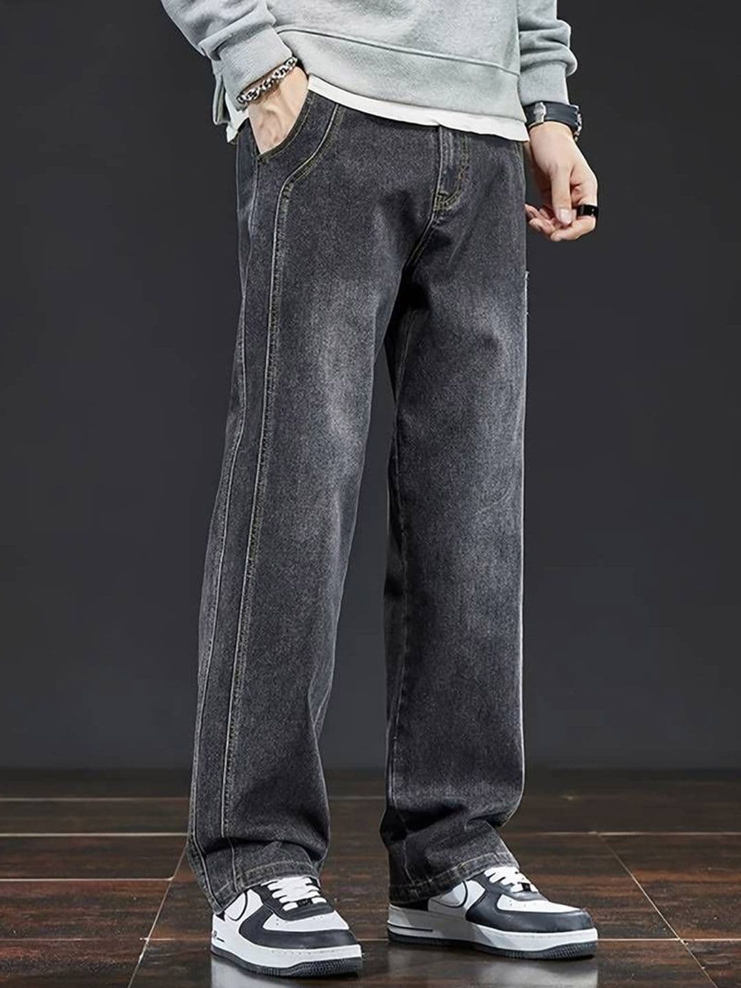 FUDE PRIDE Men Baggy Fit Mid-Rise Light Fade Stretchable Jeans - view 1