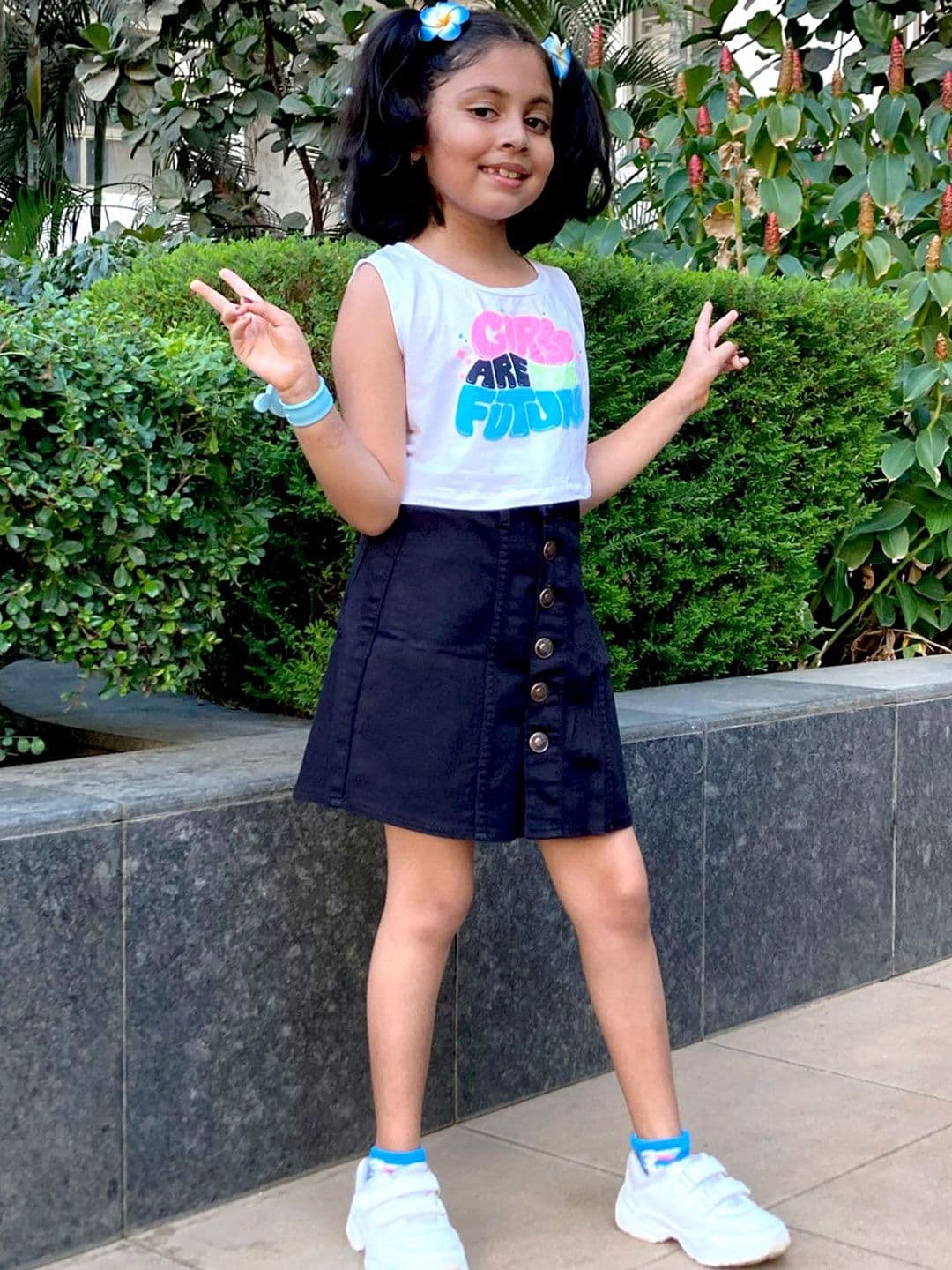 Knit N Knot StyleCast x Revolte Girls Denim A-Line Mini Skirt - view 1