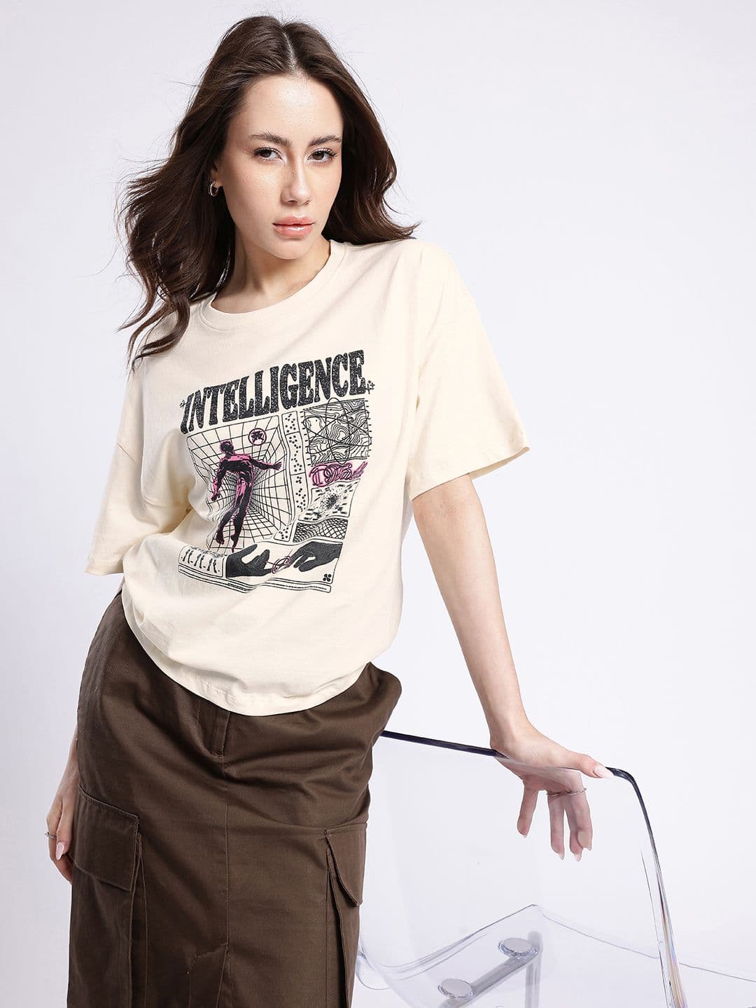 glitchez Graphic Printed Oversized T-shirt - view 1