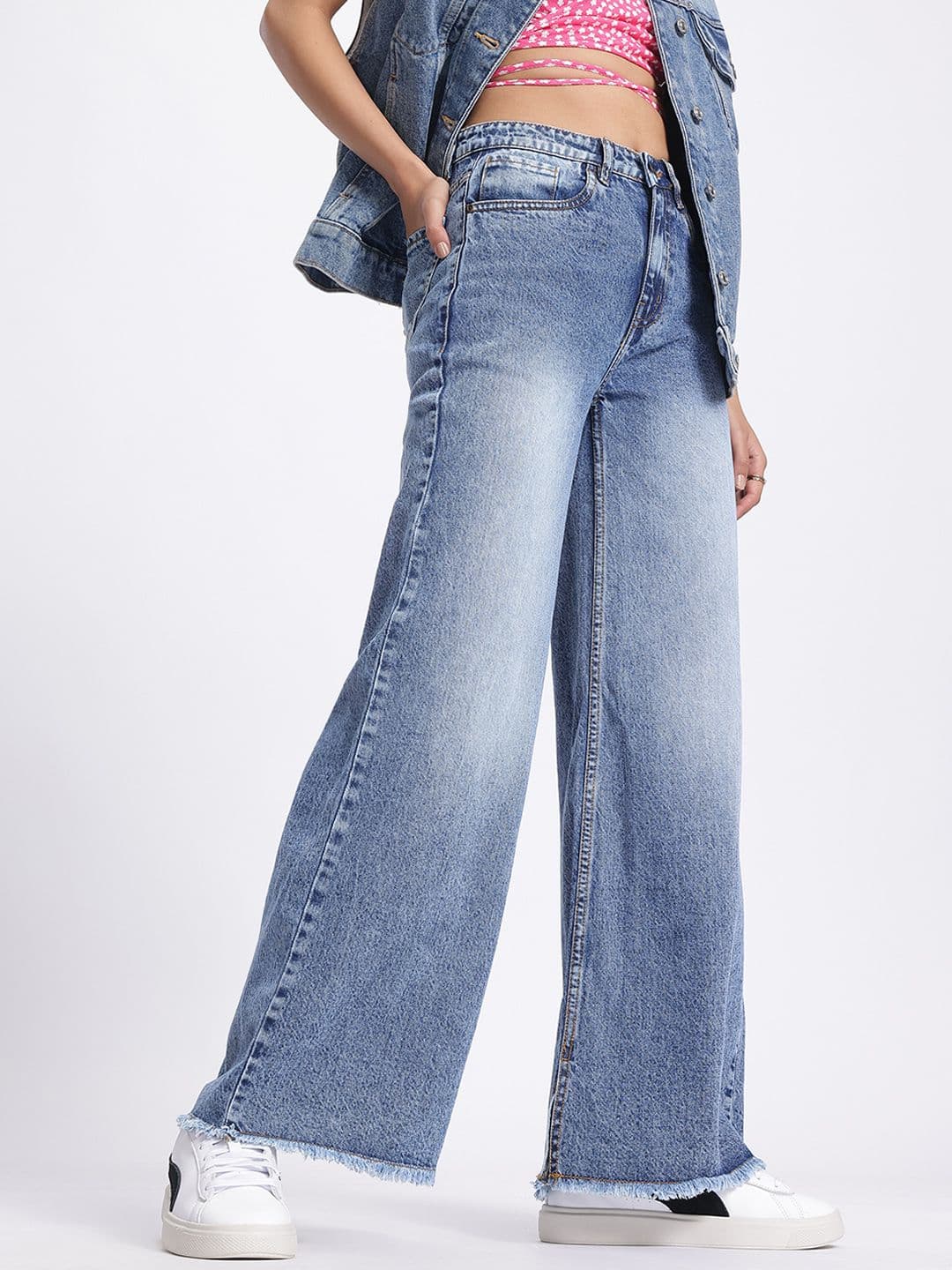 glitchez Women Faded Wide Leg Jeans - view 1