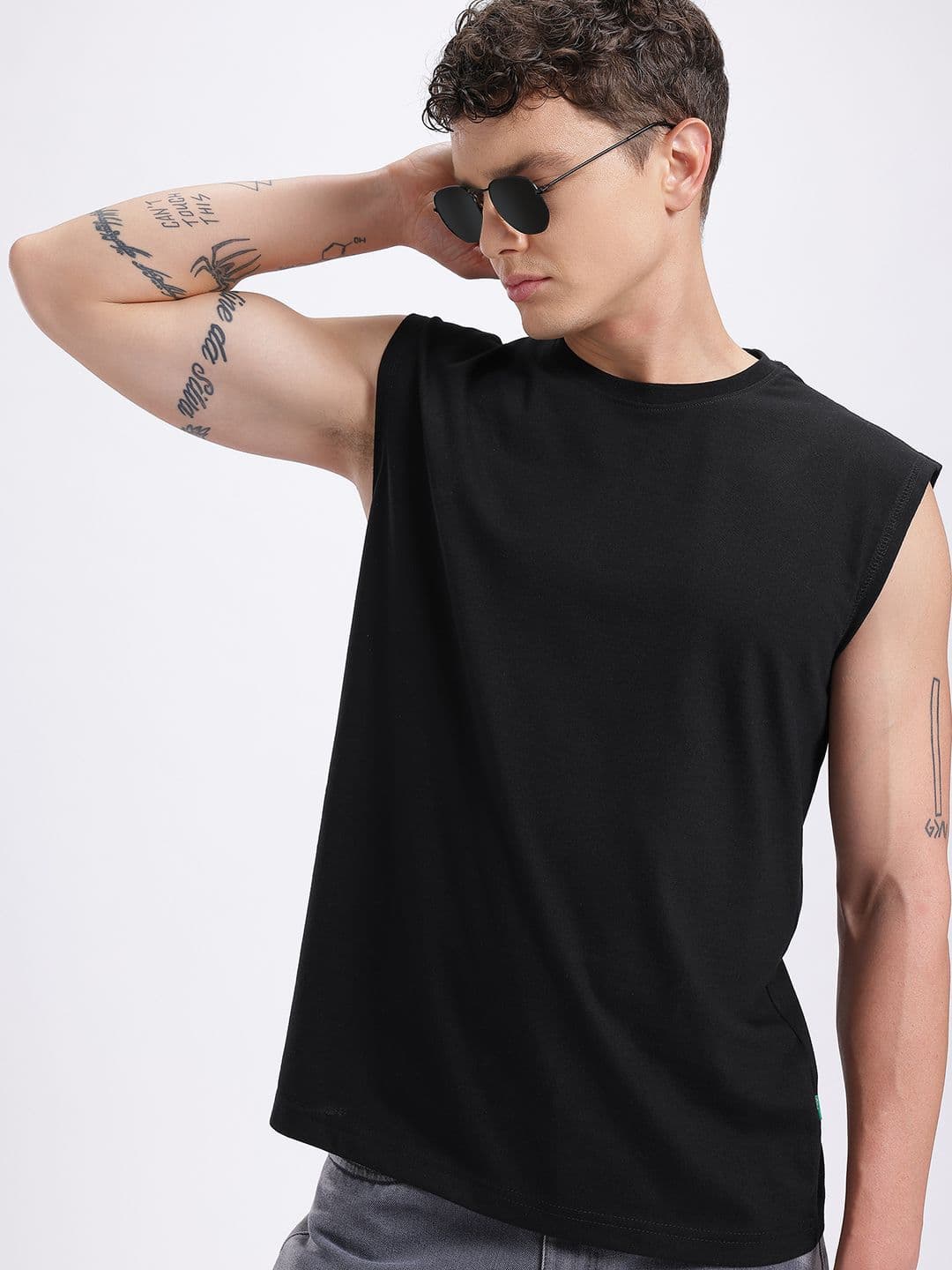 glitchez Sleeveless Oversized Fit T-shirt