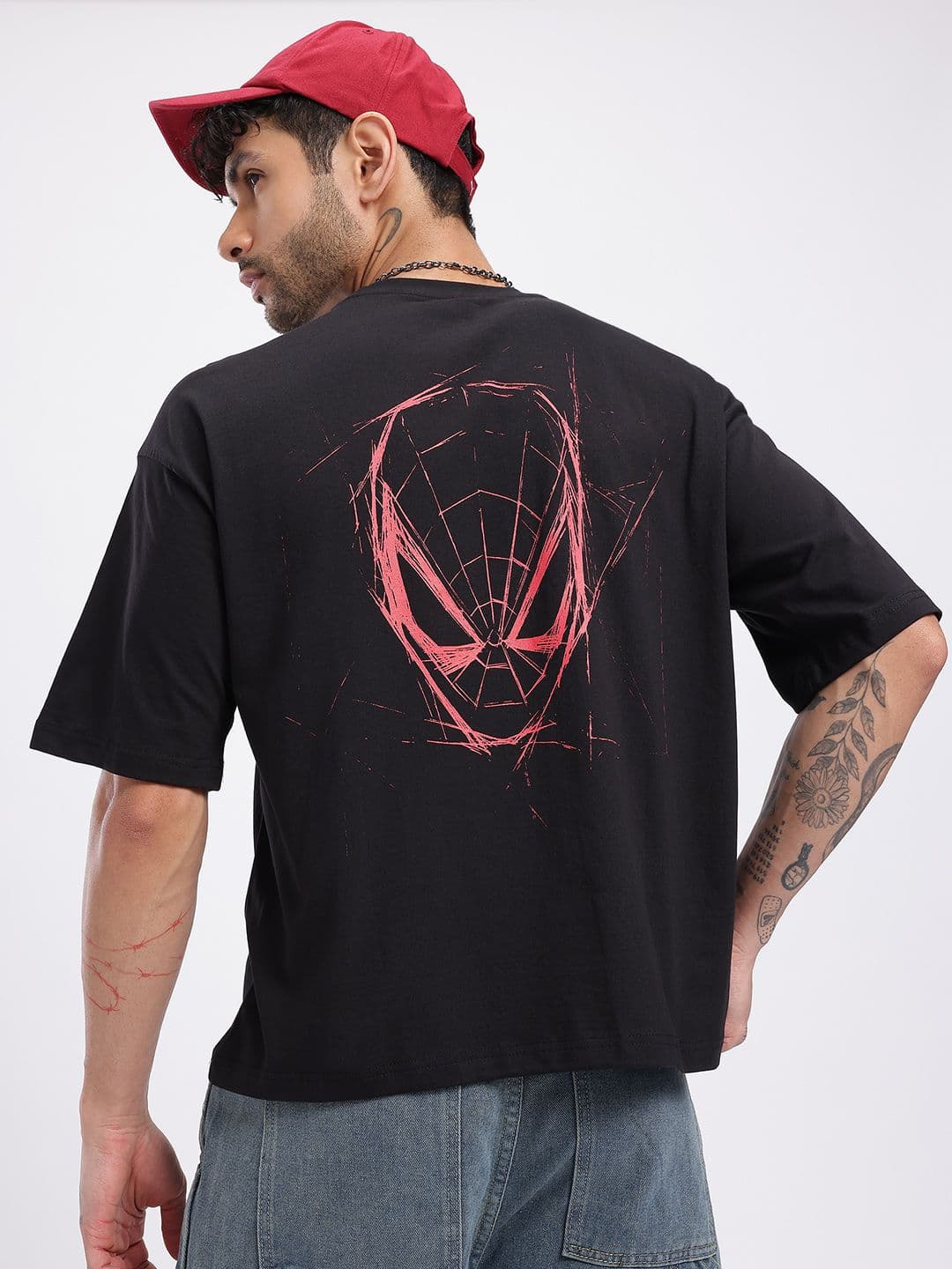 Marvel by Glitchez Spider Man Print Oversize Drop-Shoulder T-shirt - view 1