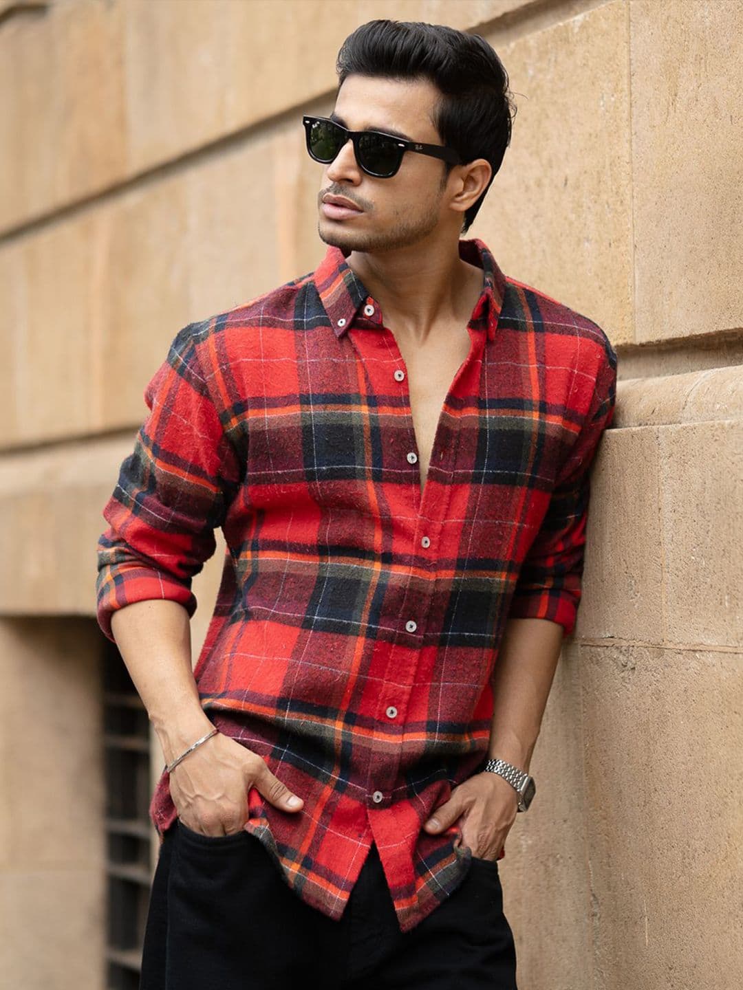 Powerlook Men Tartan Checked Button-Down Collar Casual Shirt - view 1