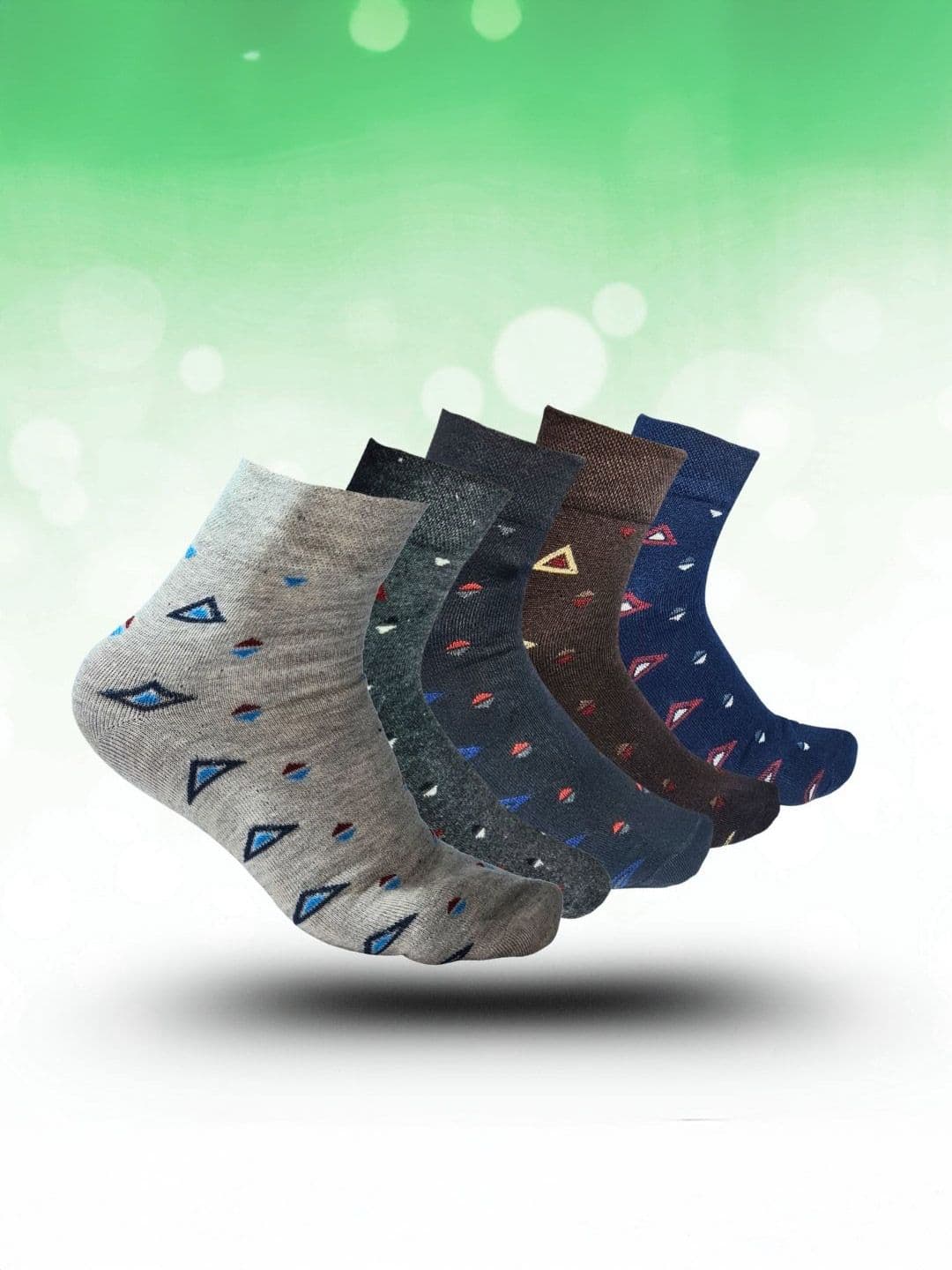 MJE 5-Pcs Patterned Cotton Ankle Length Socks - view 1