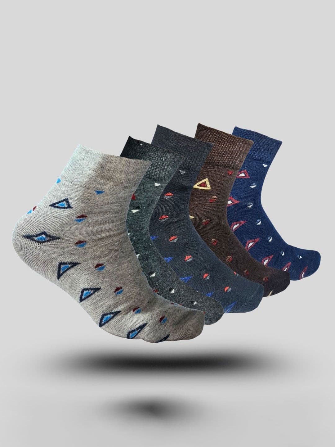 MJE 5-Pcs Patterned Cotton Ankle Length Socks - view 1