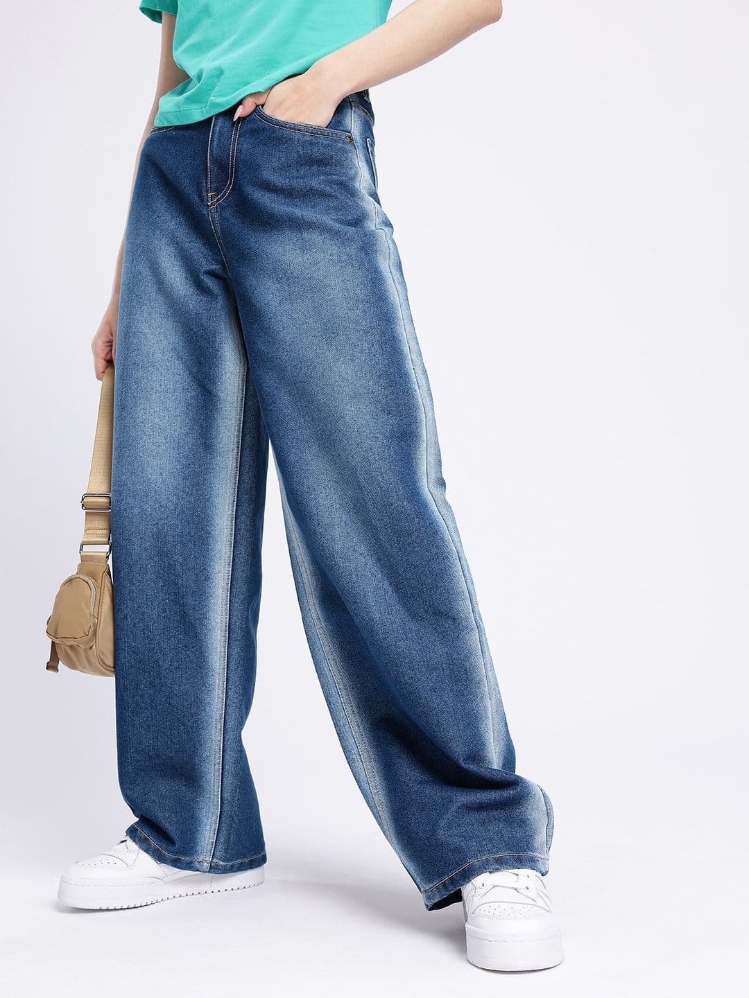 glitchez Women Baggy Fit High-Rise Faded Jeans - view 1