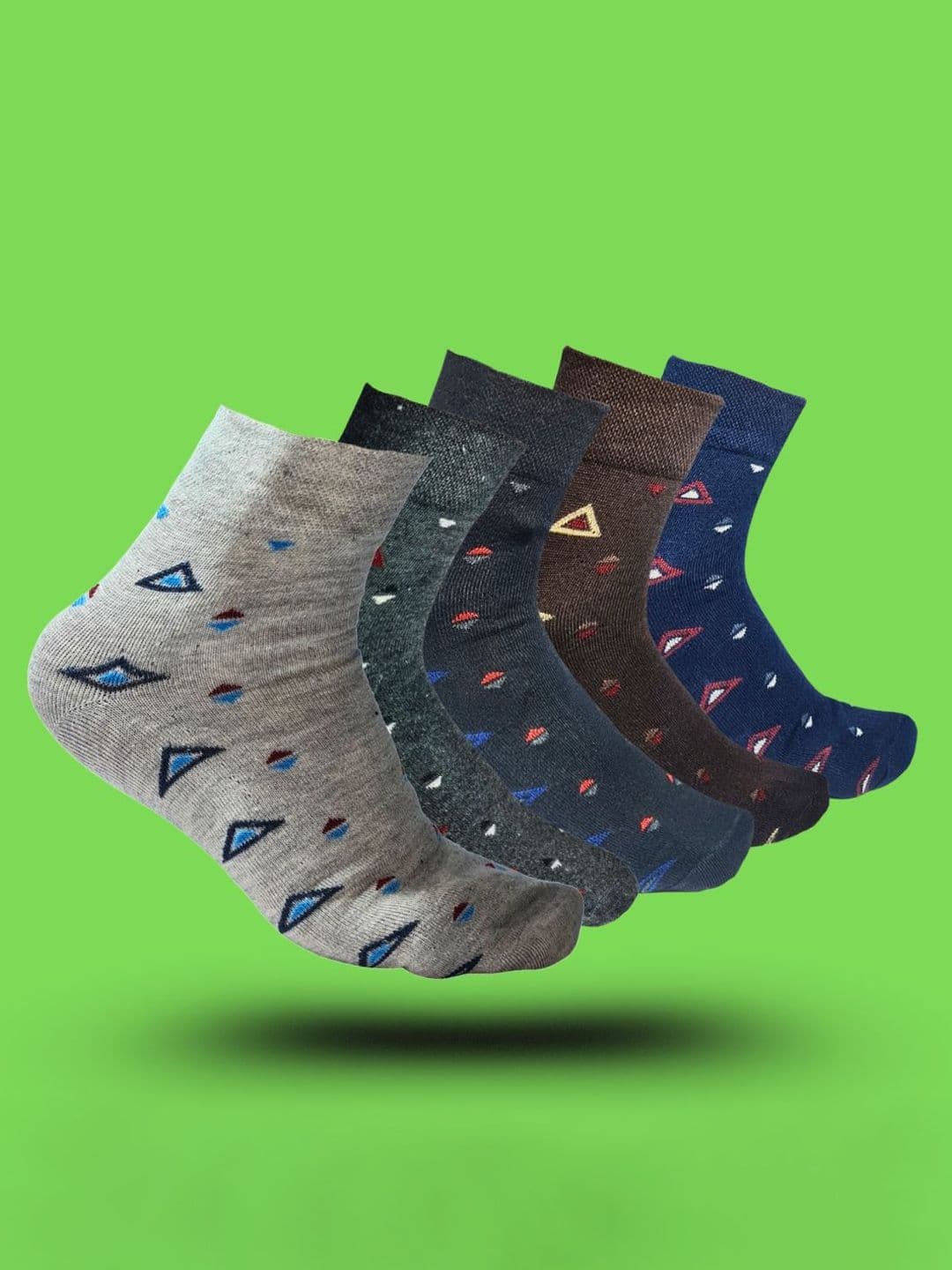 MJE 5-Pcs Patterned Cotton Ankle Length Socks - view 1