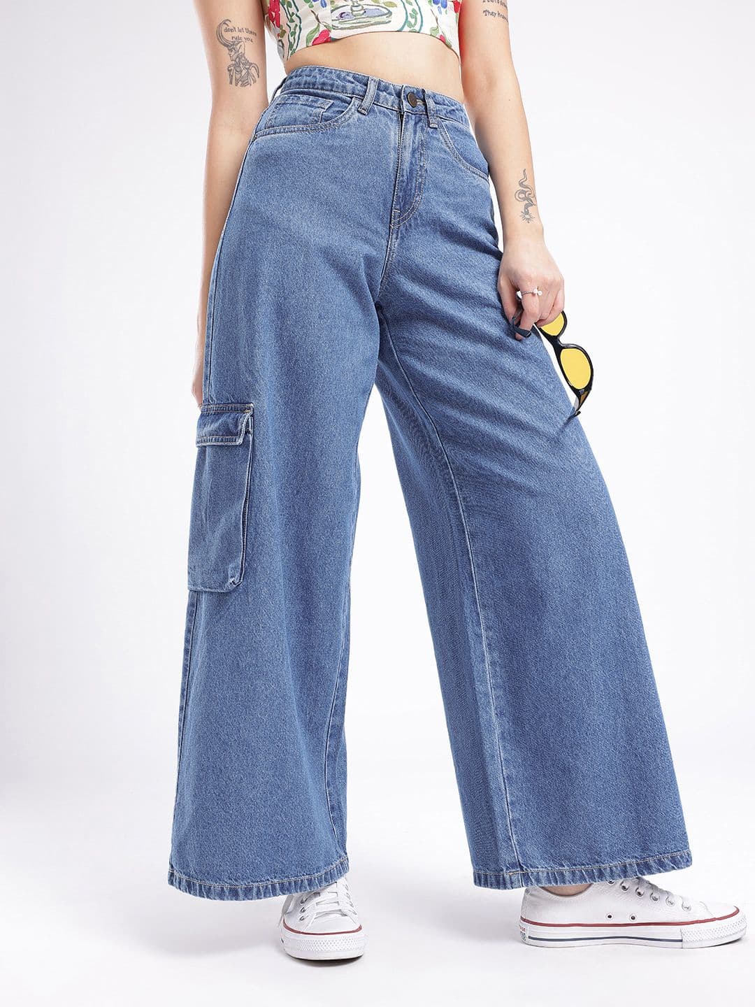 glitchez Women Utility Wide Leg High-Rise Jeans - view 1