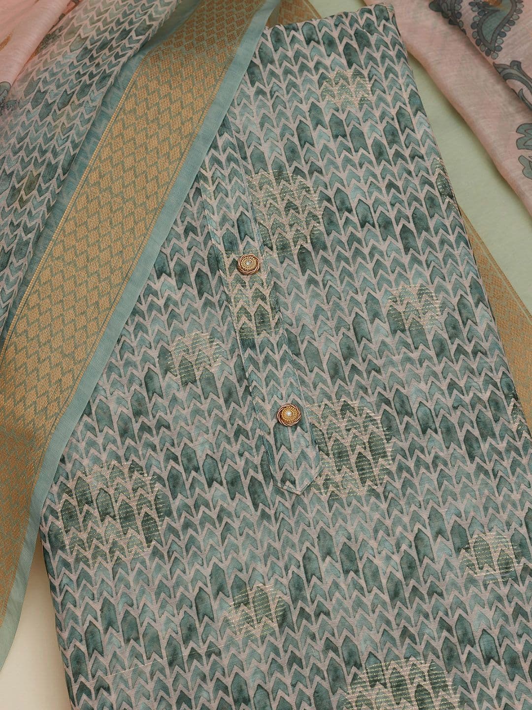 Soch Geometric Printed Unstitched Dress Material - view 1
