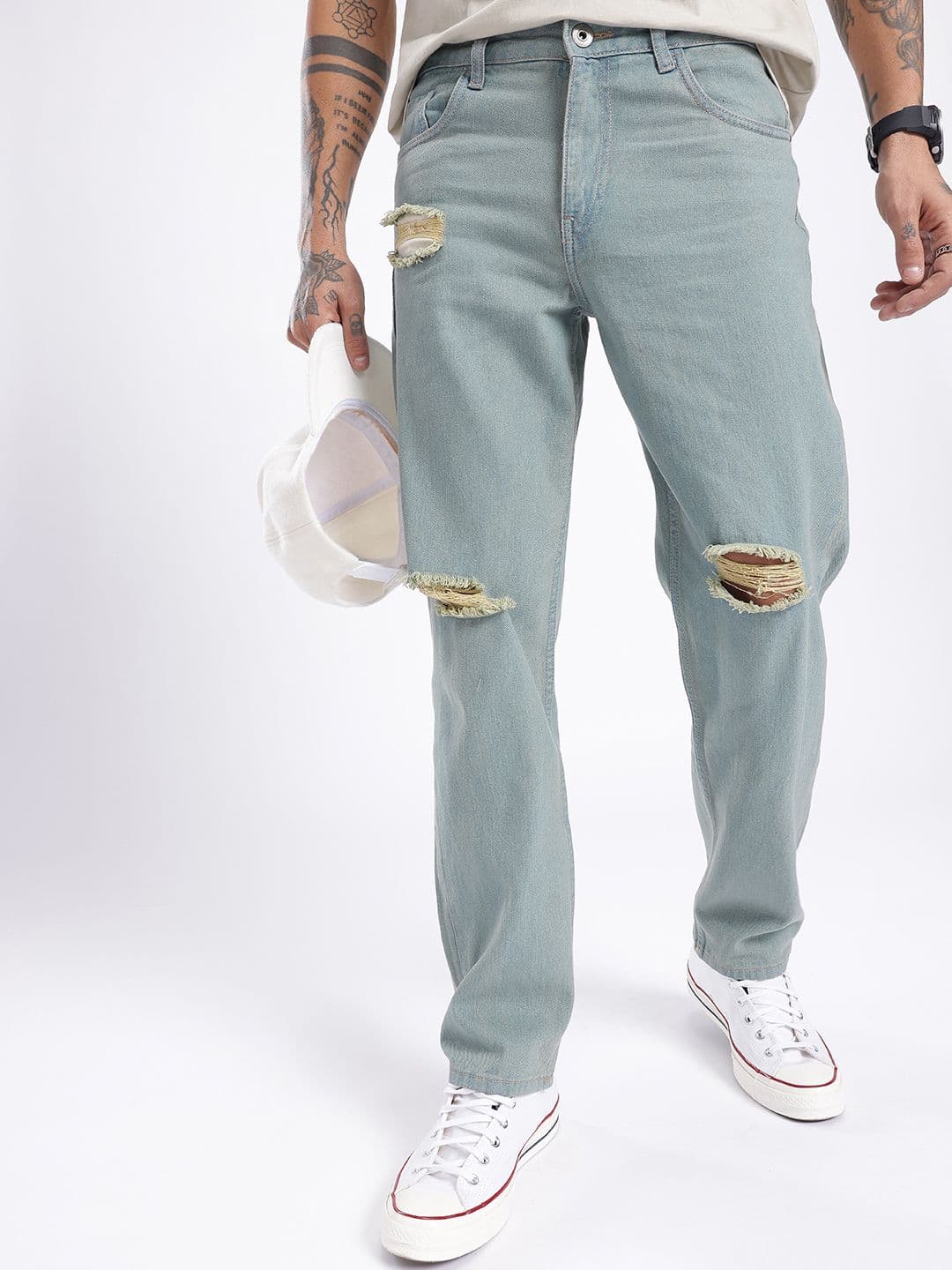 glitchez Men Grunge Relaxed Fit Mildly Distressed Jeans - view 1