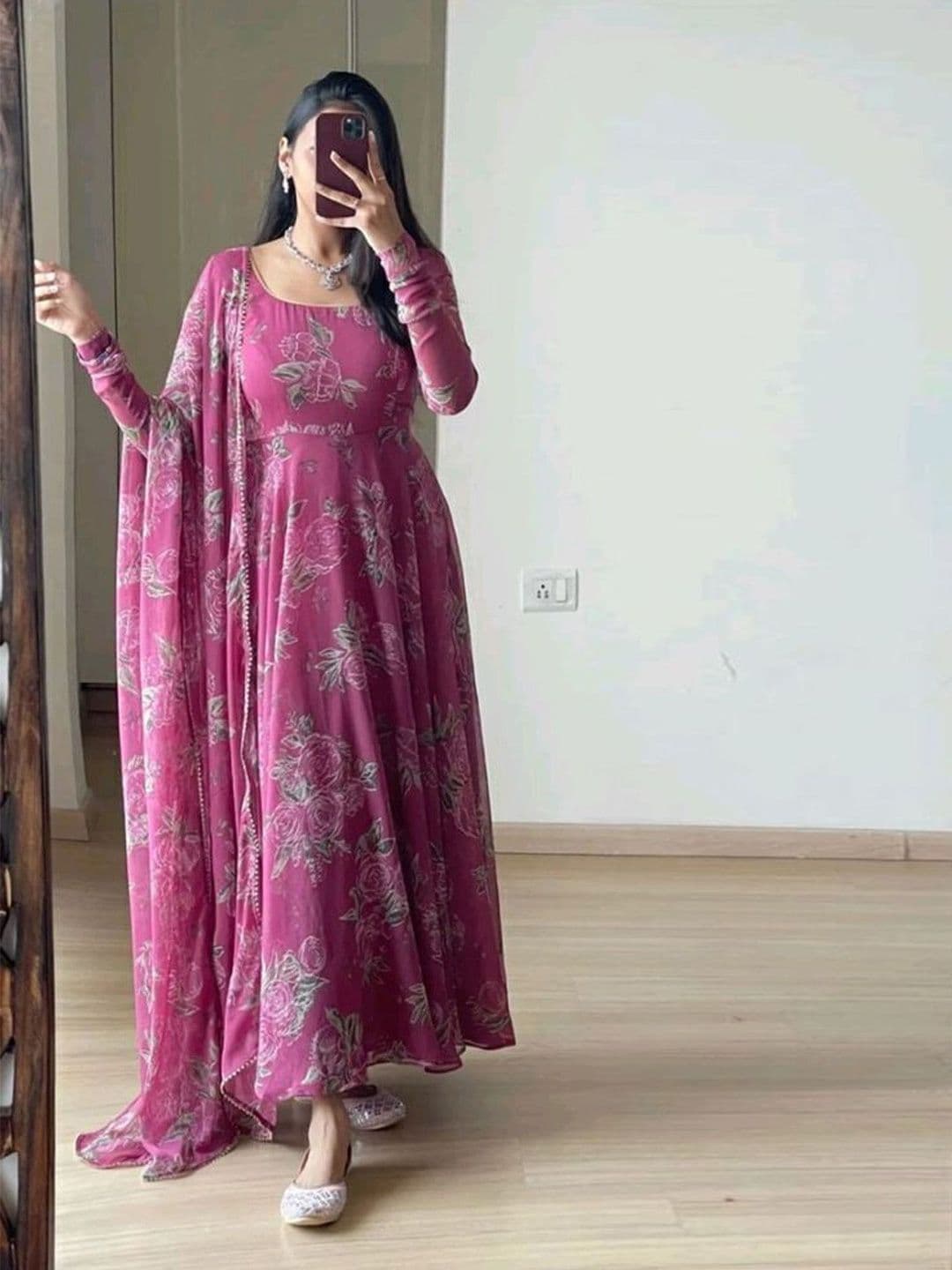 Raiyani Fashion Floral Printed Scoop Neck Anarkali Kurta - view 1