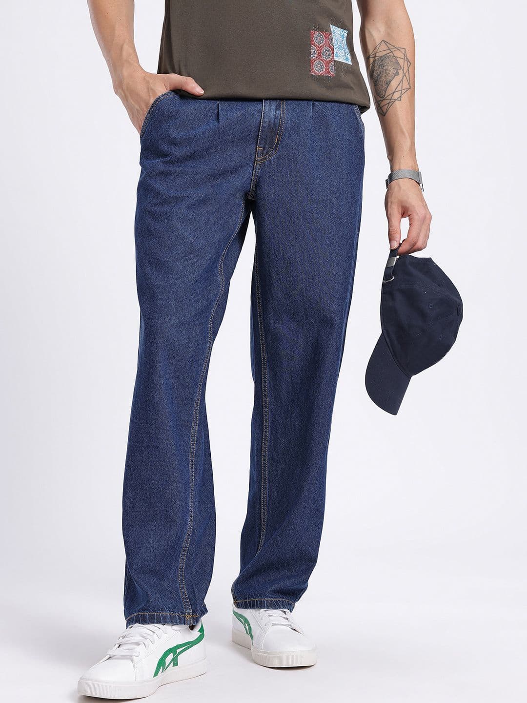 glitchez Men Pleated Loose Fit Jeans - view 1