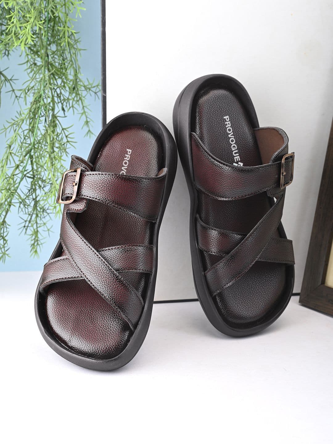 Provogue Men Synthetic Leather Buckle Comfort Sandals - view 1