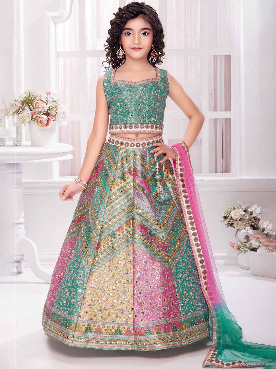 BAESD Girls Printed Ready to Wear Lehenga & Blouse With Dupatta - view 1