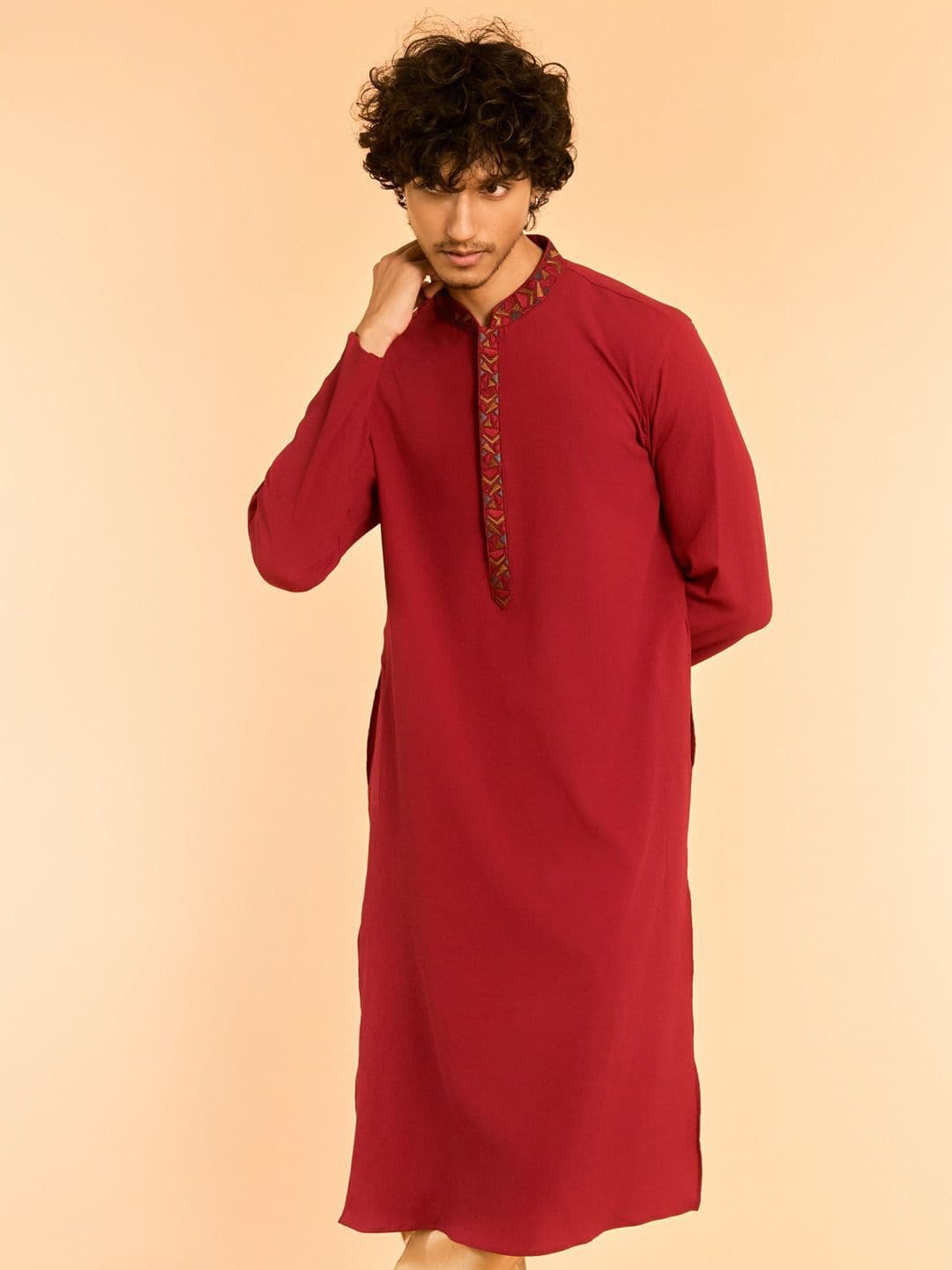 Diwas by Manyavar Men Mandarin Collar Straight Kurta - view 1