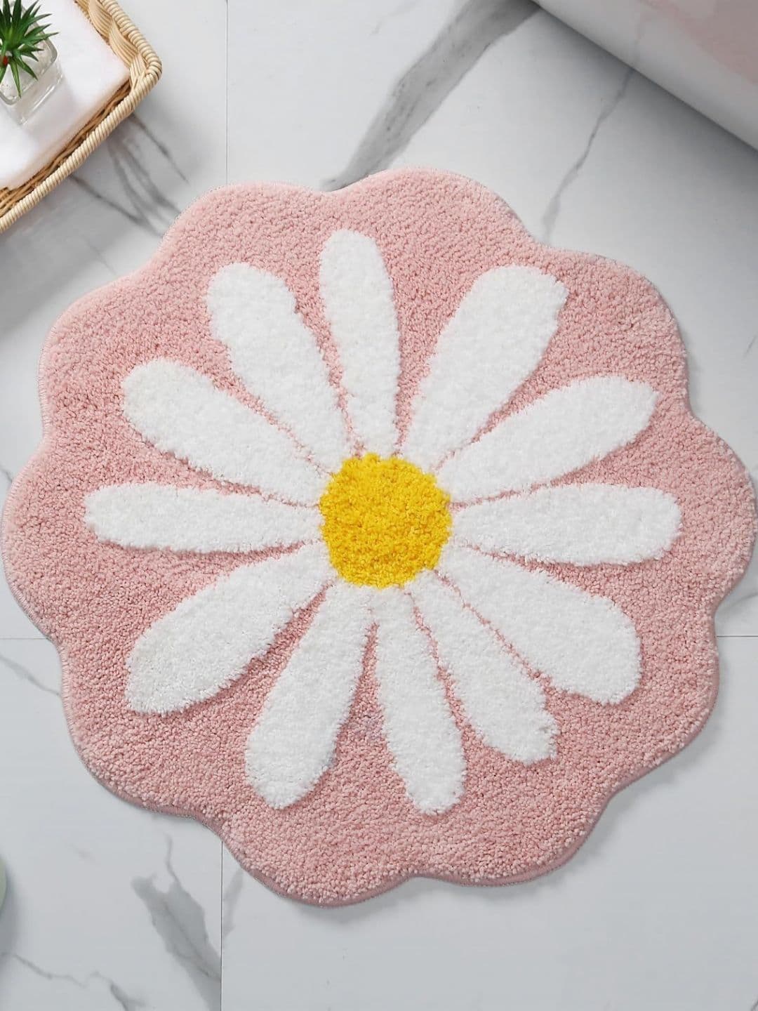 AAZEEM Pink & White Floral Designed Anti-Skid Doormat - view 1