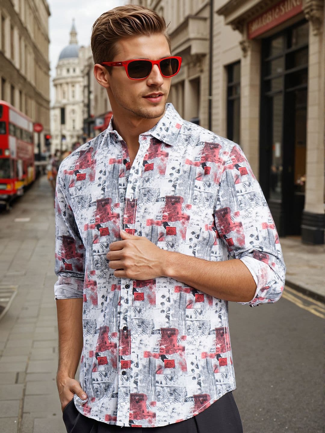Bene Kleed Slim Fit Abstract Printed Pure Cotton Casual Shirt - view 1
