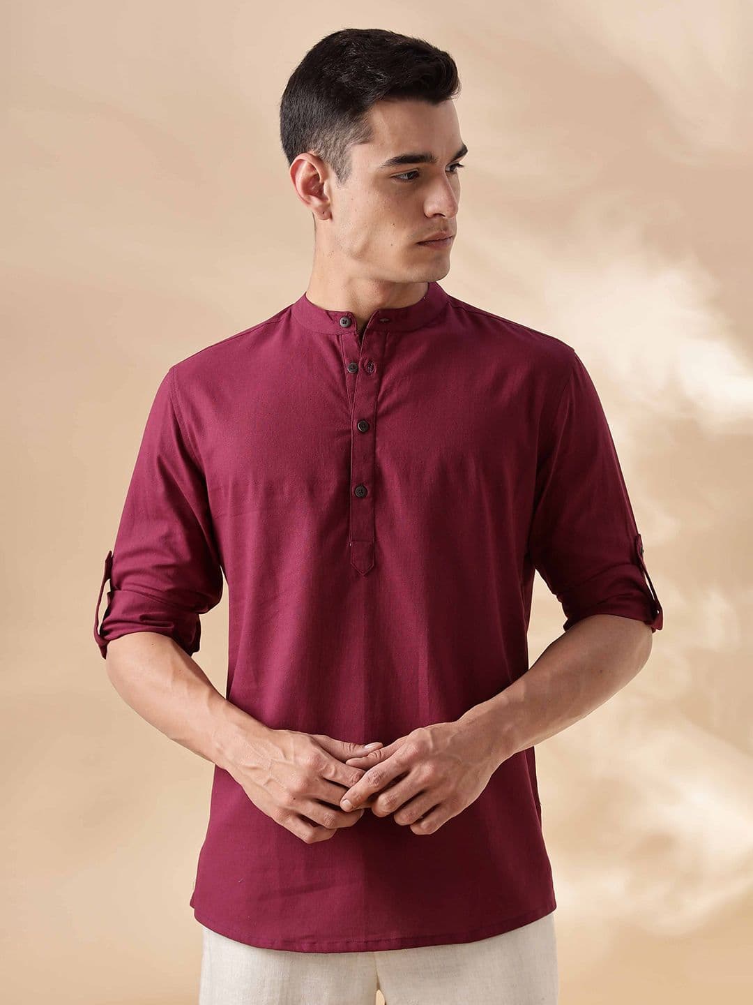 Anouk Mandarin Collar Cotton Straight Kurta - view 1
