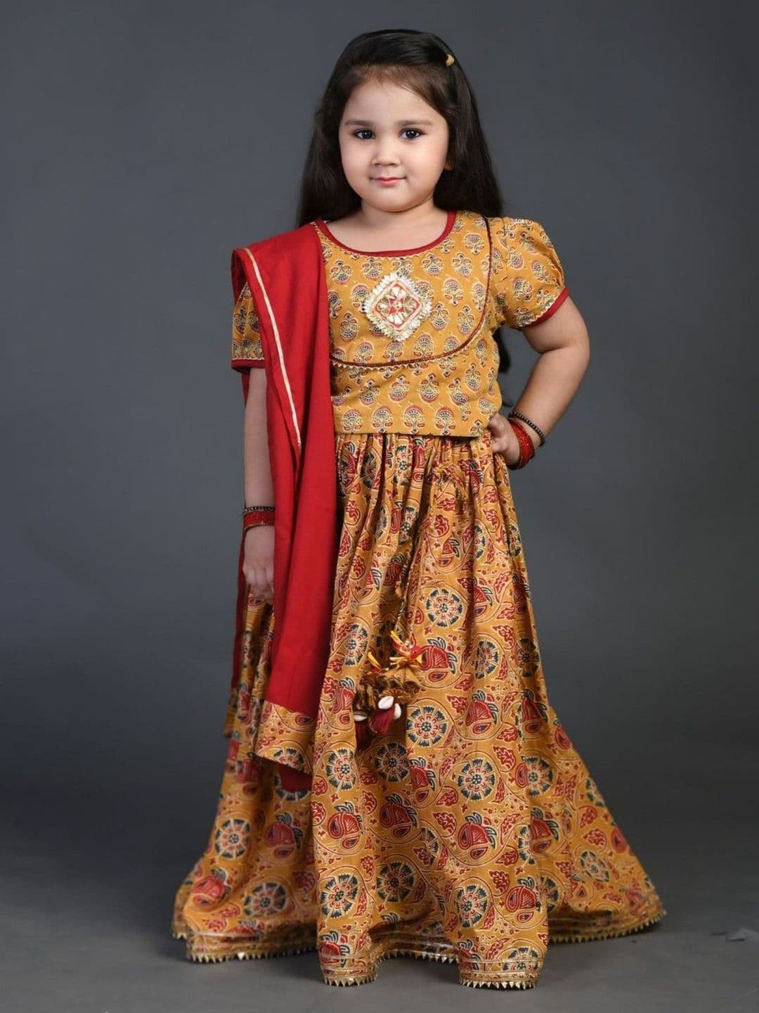 Chanda Mama Girls Embellished Ready to Wear Lehenga & Blouse With Dupatta - view 1