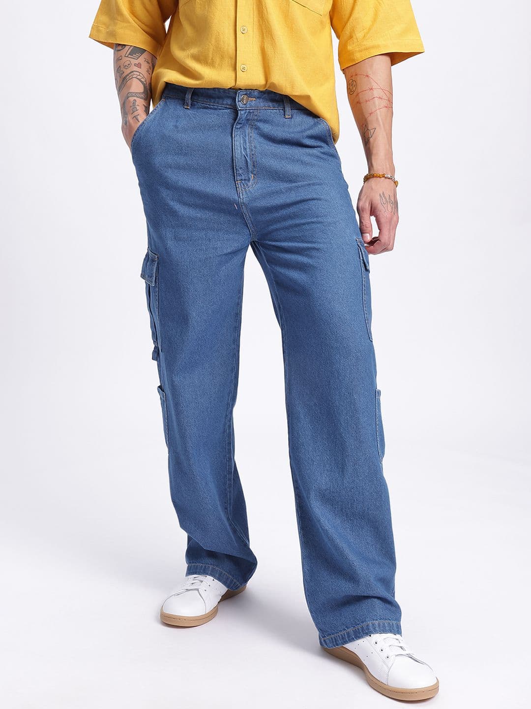 glitchez Men Mid-Rise Pure Cotton Relaxed Fit Cargo-Style Jeans - view 1