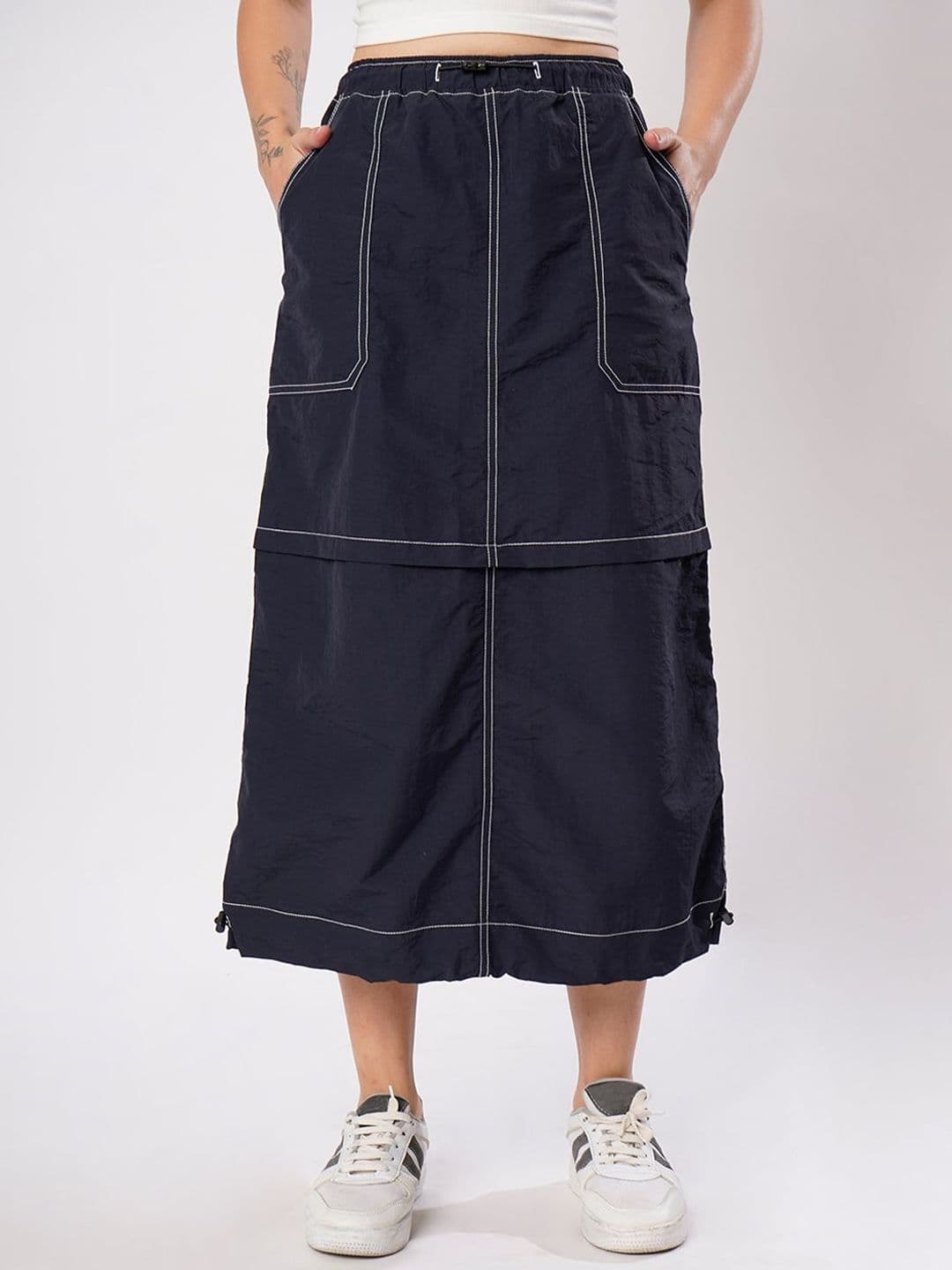 The Roadster Lifestyle Co Contrast-Stitch Midi Skirt - view 1