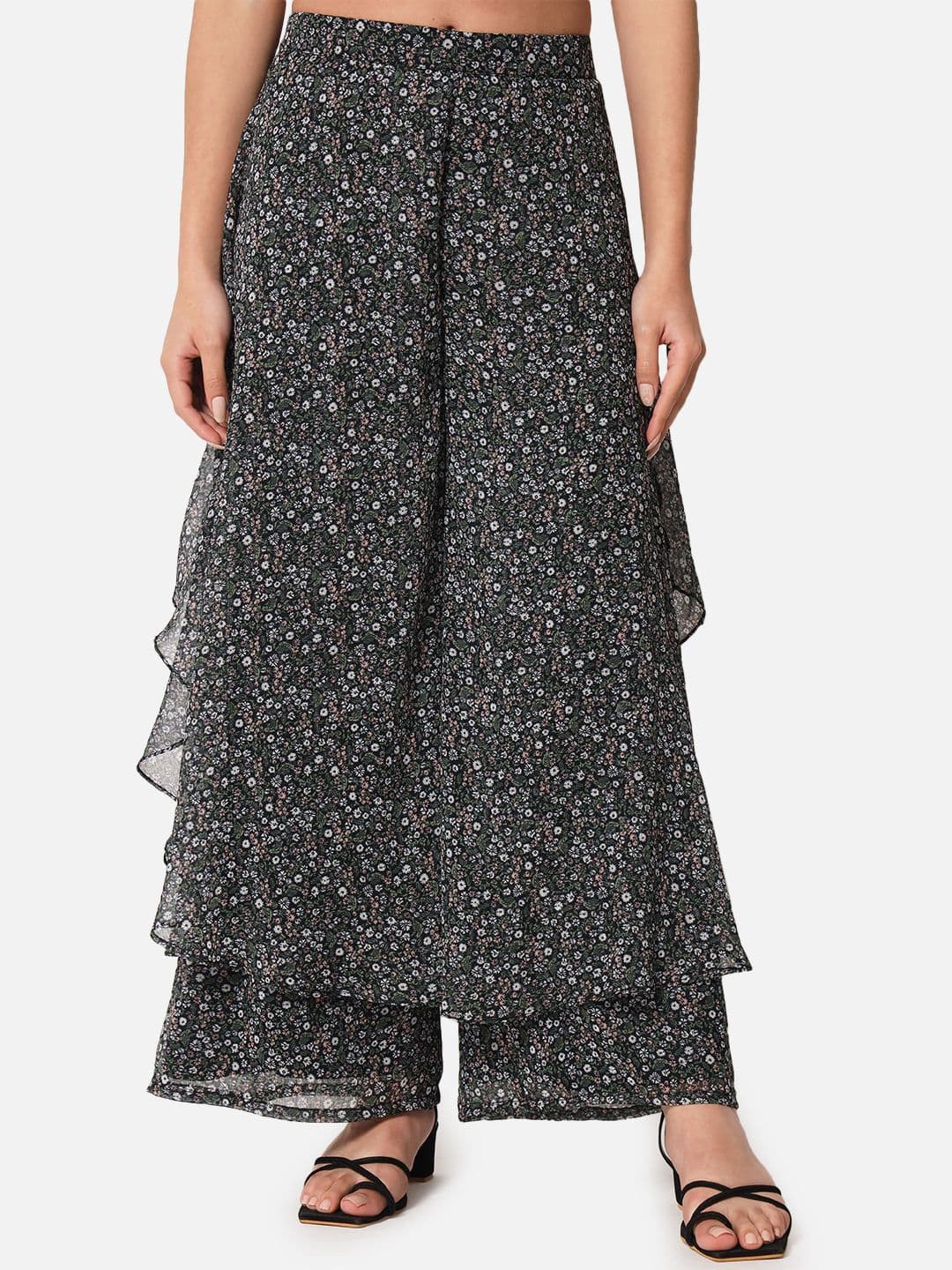 OTIRA Women Floral Printed Flared Georgette Palazzos - view 1