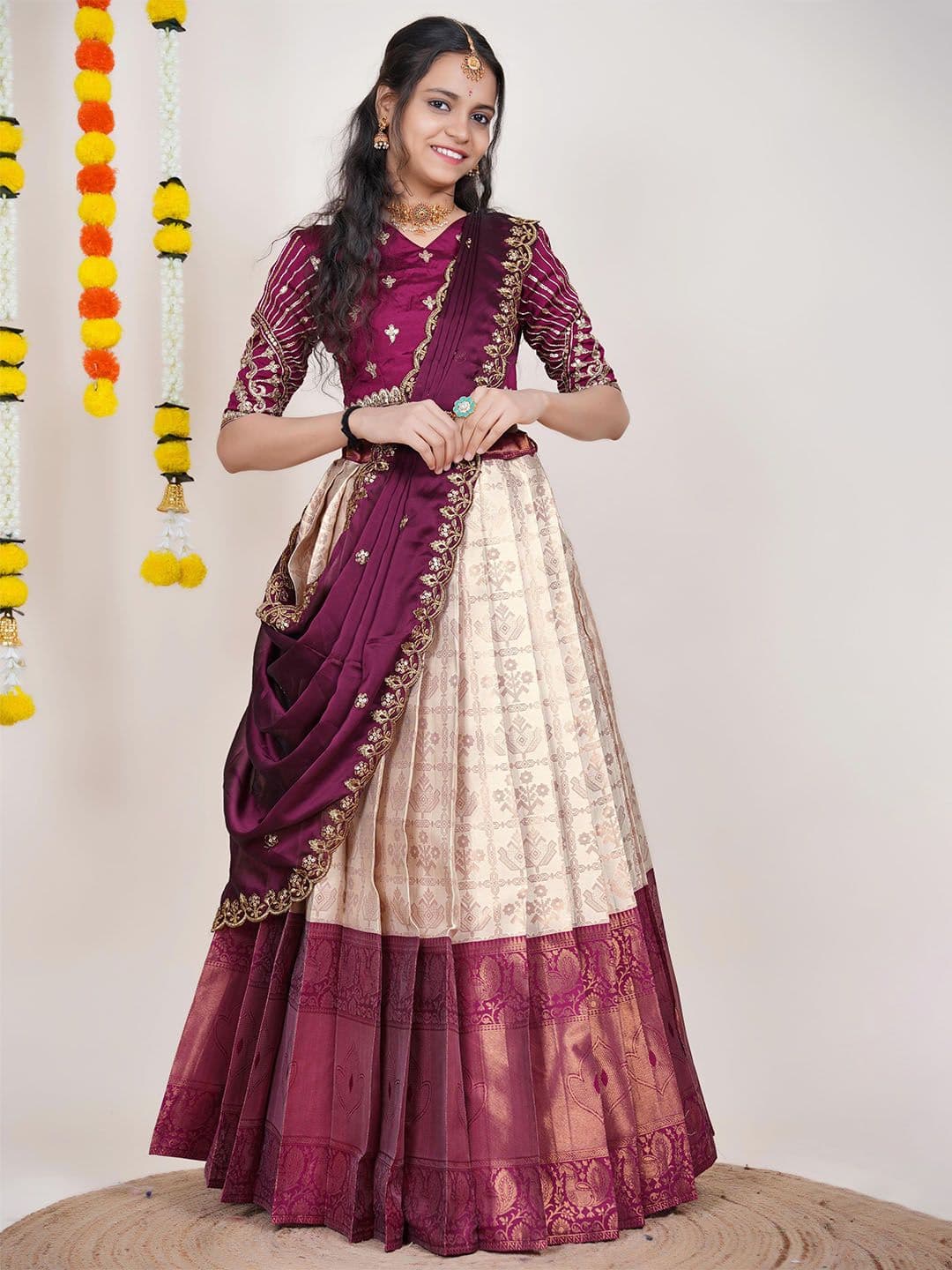 Fabcartz Embroidered Semi-Stitched Lehenga & Unstitched Blouse With Dupatta - view 1