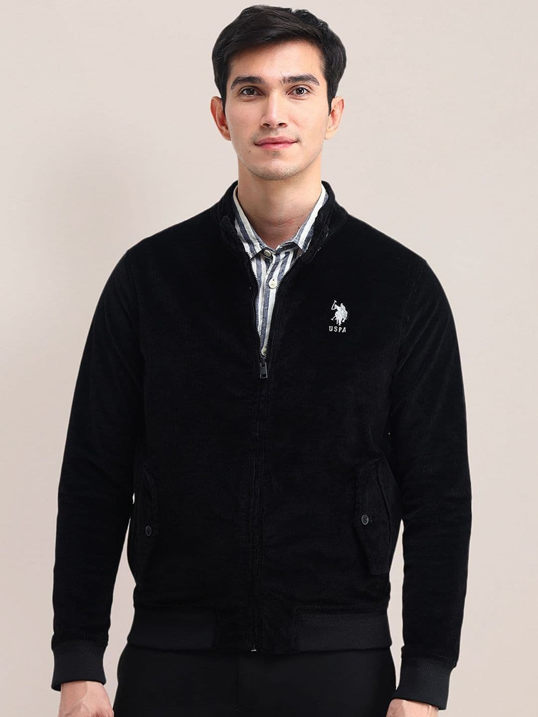 U.S. Polo Assn. Men Solid Mock Collar Bomber Jacket - view 1