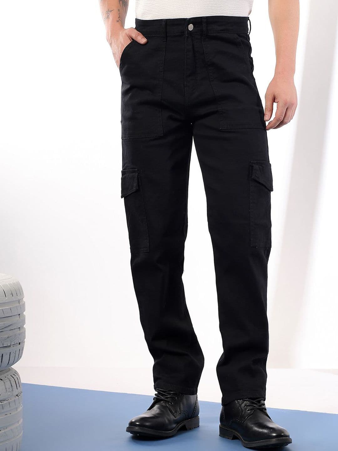 Kotty Men Comfort Regular Fit Mid-Rise Stretchable Cargo Jeans - view 1