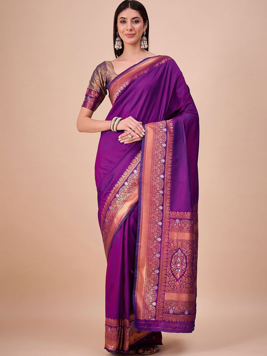 House of Pataudi Floral Woven Design Saree With Unstitched Blouse - view 1