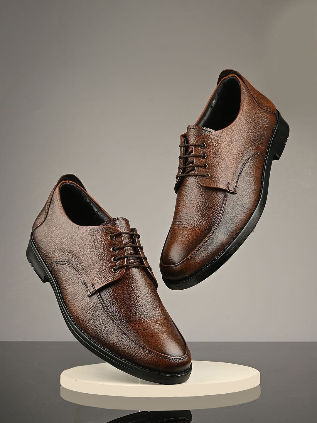 HERE&NOW Men Leather Textured Formal Derbys - view 1