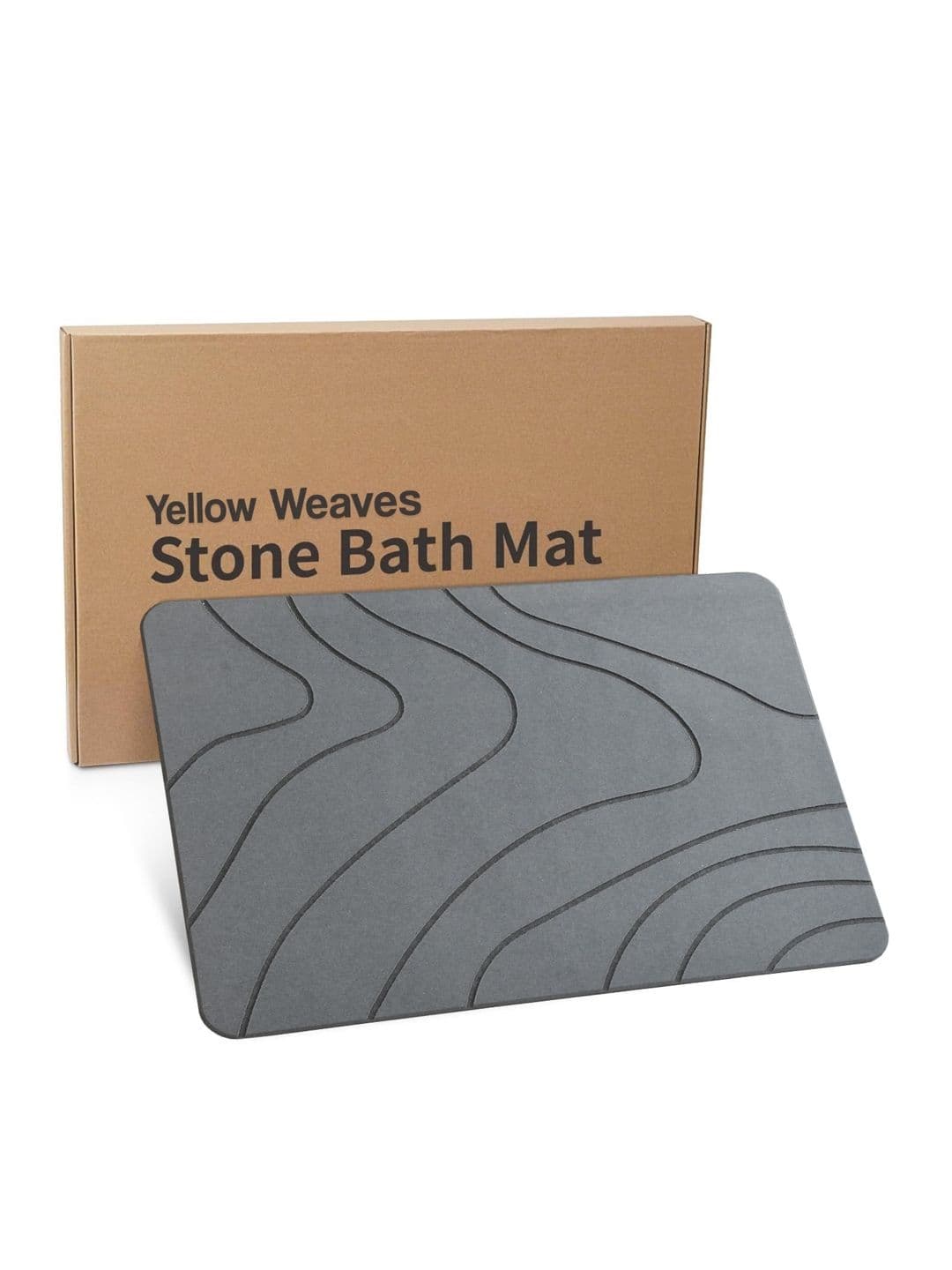 Yellow Weaves Grey Textured Anti-Skid Bath Rug - view 1
