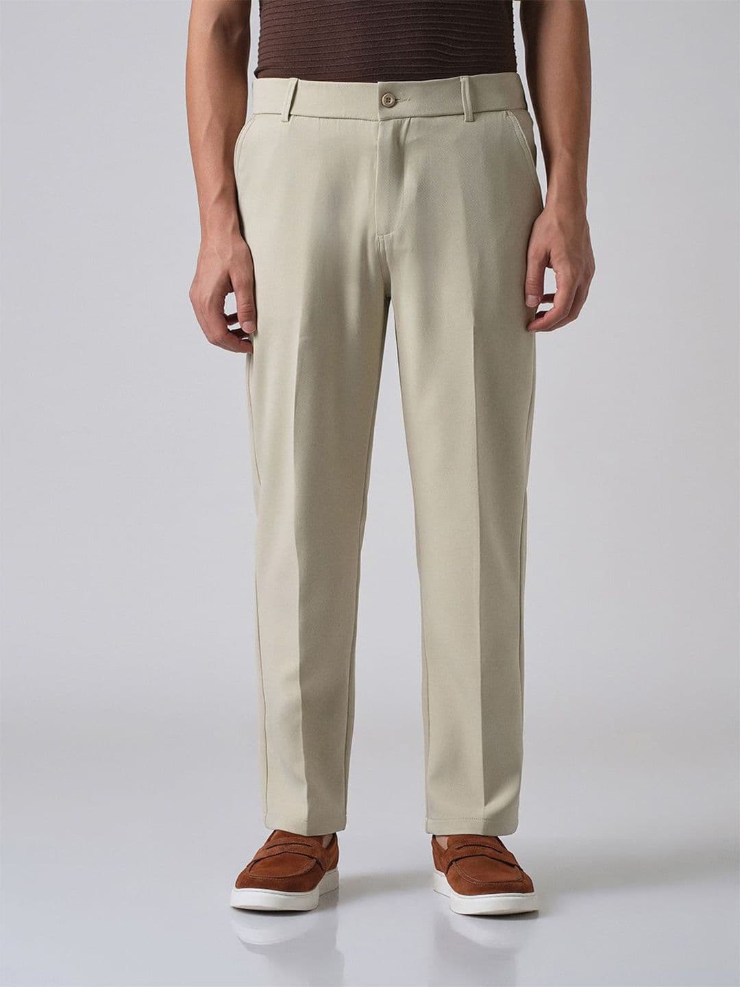 Banana Club Men Ecru Beige Relaxed Fit Trousers - view 1