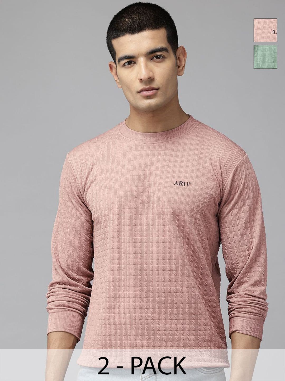 TICOSS Men Pack Of 2 Self Design Round Neck T-shirt - view 1