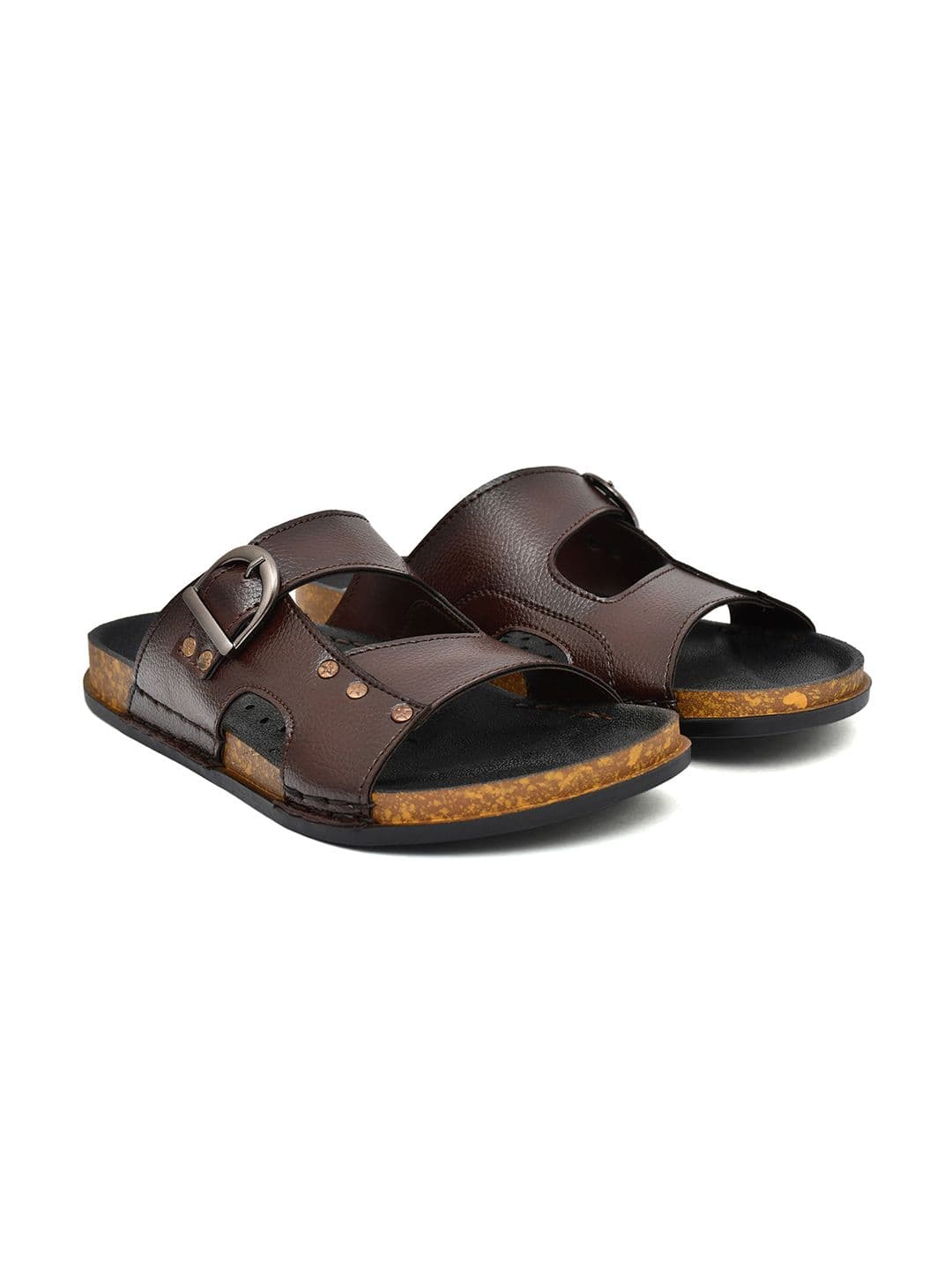 G L Trend Men Brown Leather comfortable Leightweight Slip-On Sandals - view 1