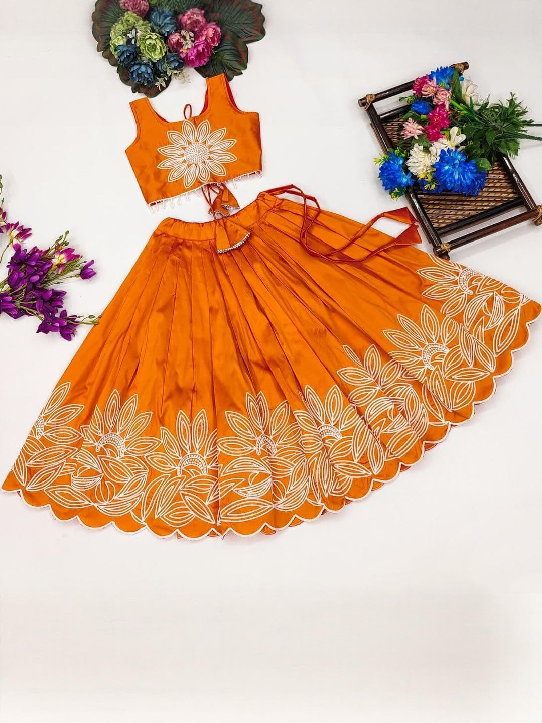 Shoryam Fashion Girls Art Silk Ready to Wear Lehenga Choli - view 1