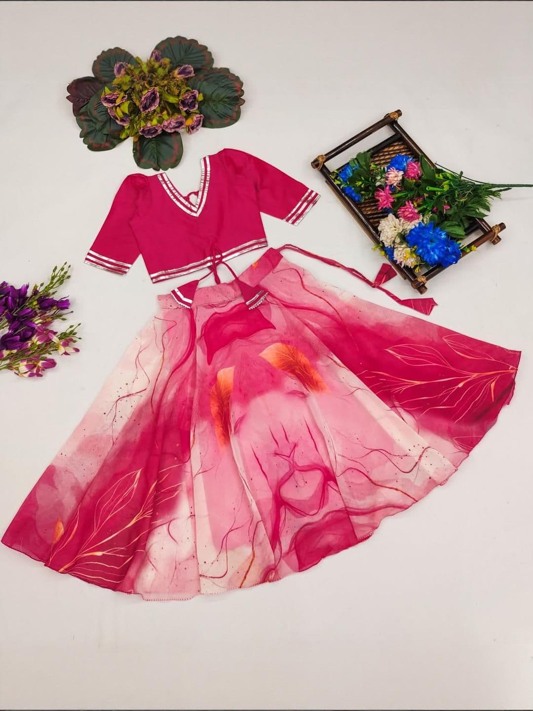 Shoryam Fashion Girls Poly Georgette Ready to Wear Lehenga Choli - view 1