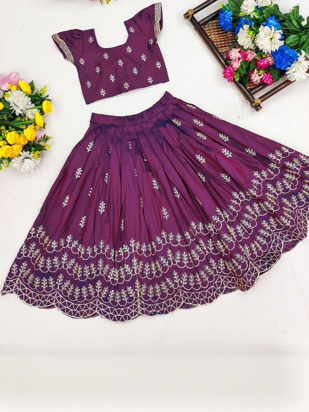 Shoryam Fashion Girls Art Silk Ready to Wear Lehenga Choli - view 1