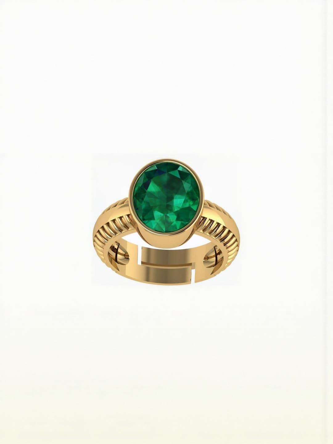 Sidharth Gems 11.25 Ratti Emerald Panna Panchdhatu Adjustable Rashi Brass Emerald Gol - view 1