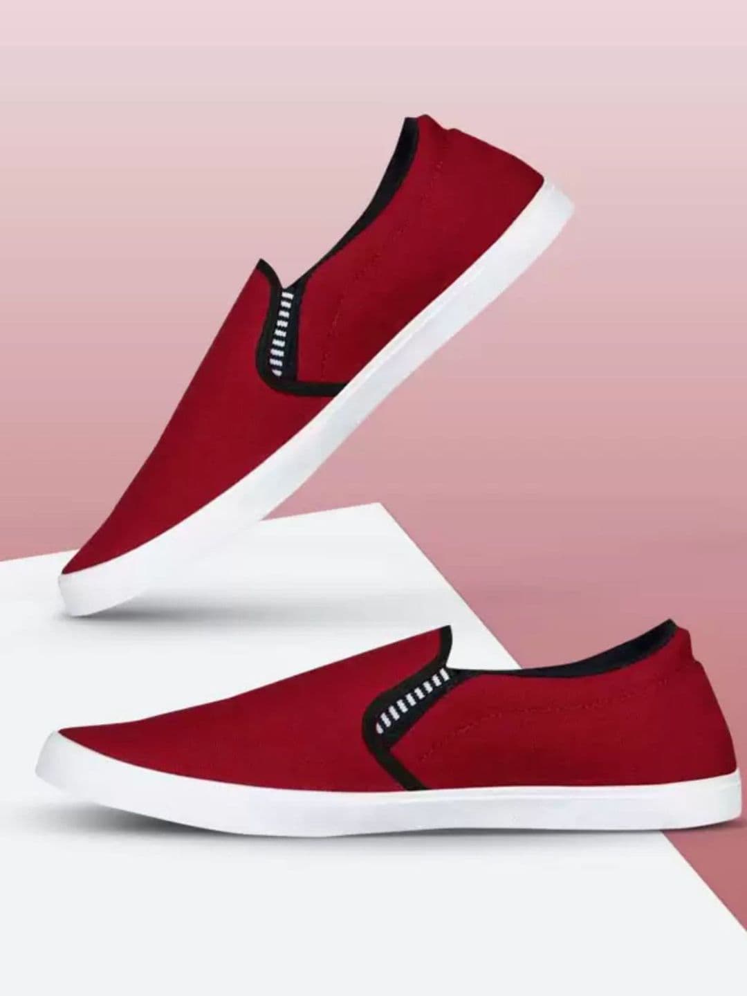 HOTSTYLE Men Maroon Canvas Sports Shoes - view 1
