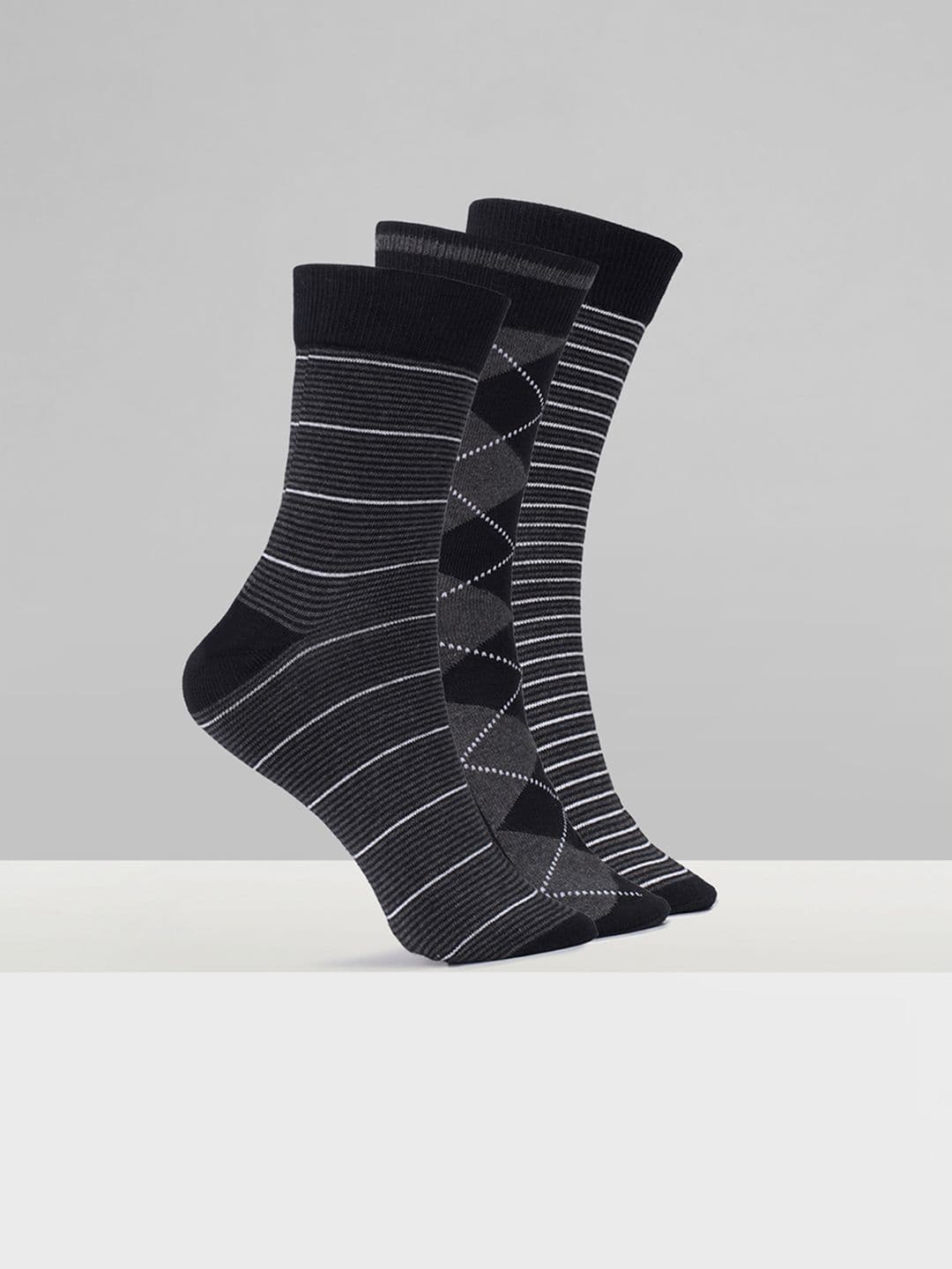 BYFORD by Pantaloons Men Pack Of 3 Striped Ankle-Length Socks - view 1