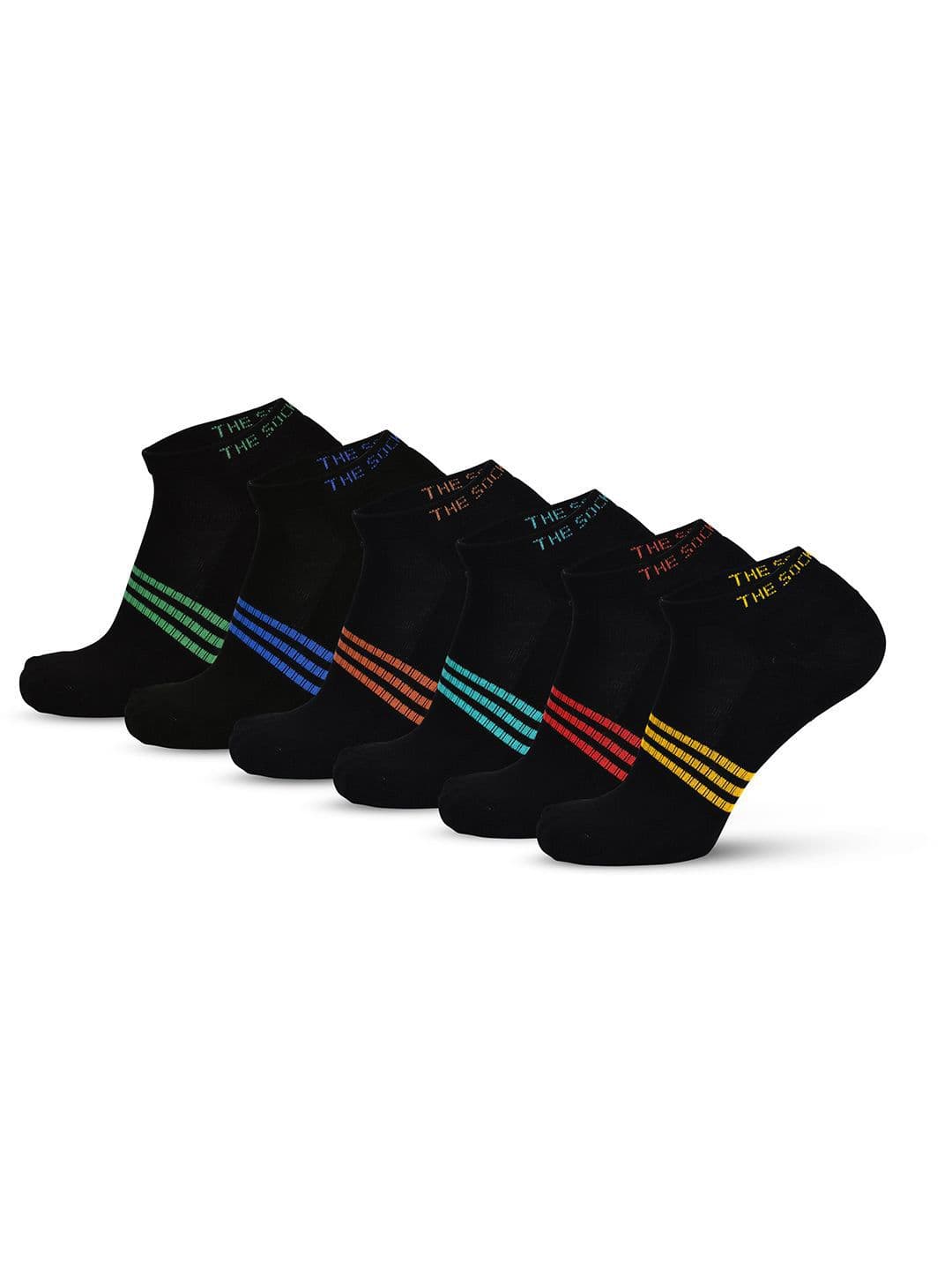 The Sock Street Men Pack Of 6 Striped Ankle-Length Socks - view 1