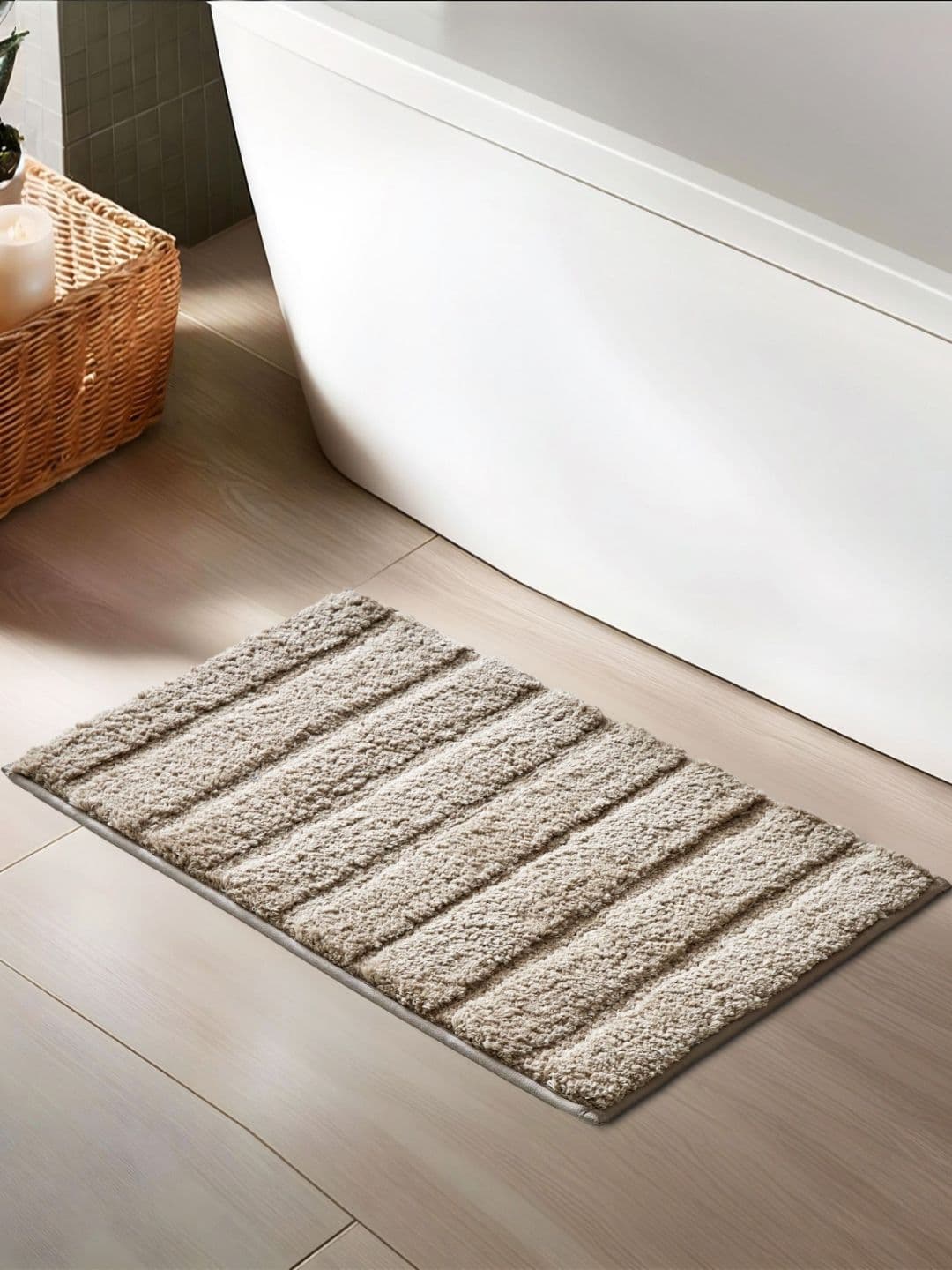 Home Centre Brown Textured 1850 GSM Anti-Slip Bath Rug - view 1