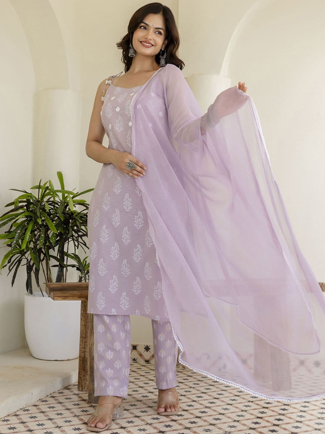 Anouk Rustic Women Floral Printed Cotton Kurta with Pyjama & Dupatta - view 1