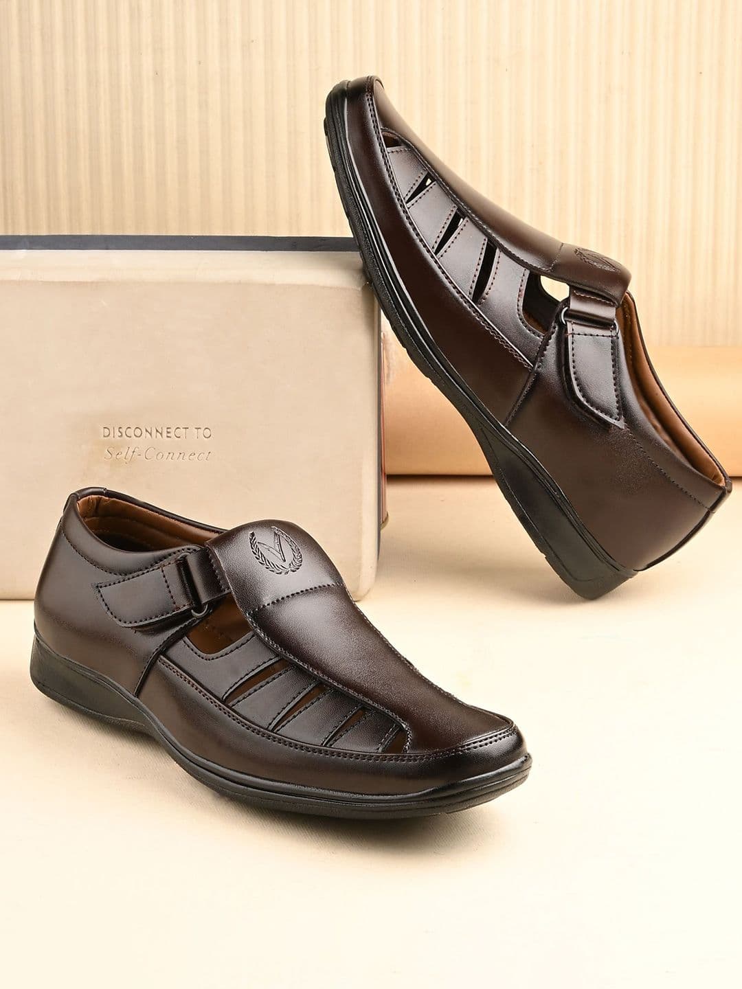 Vellinto Men Velcro Synthetic Leather Fisherman Sandals - view 1